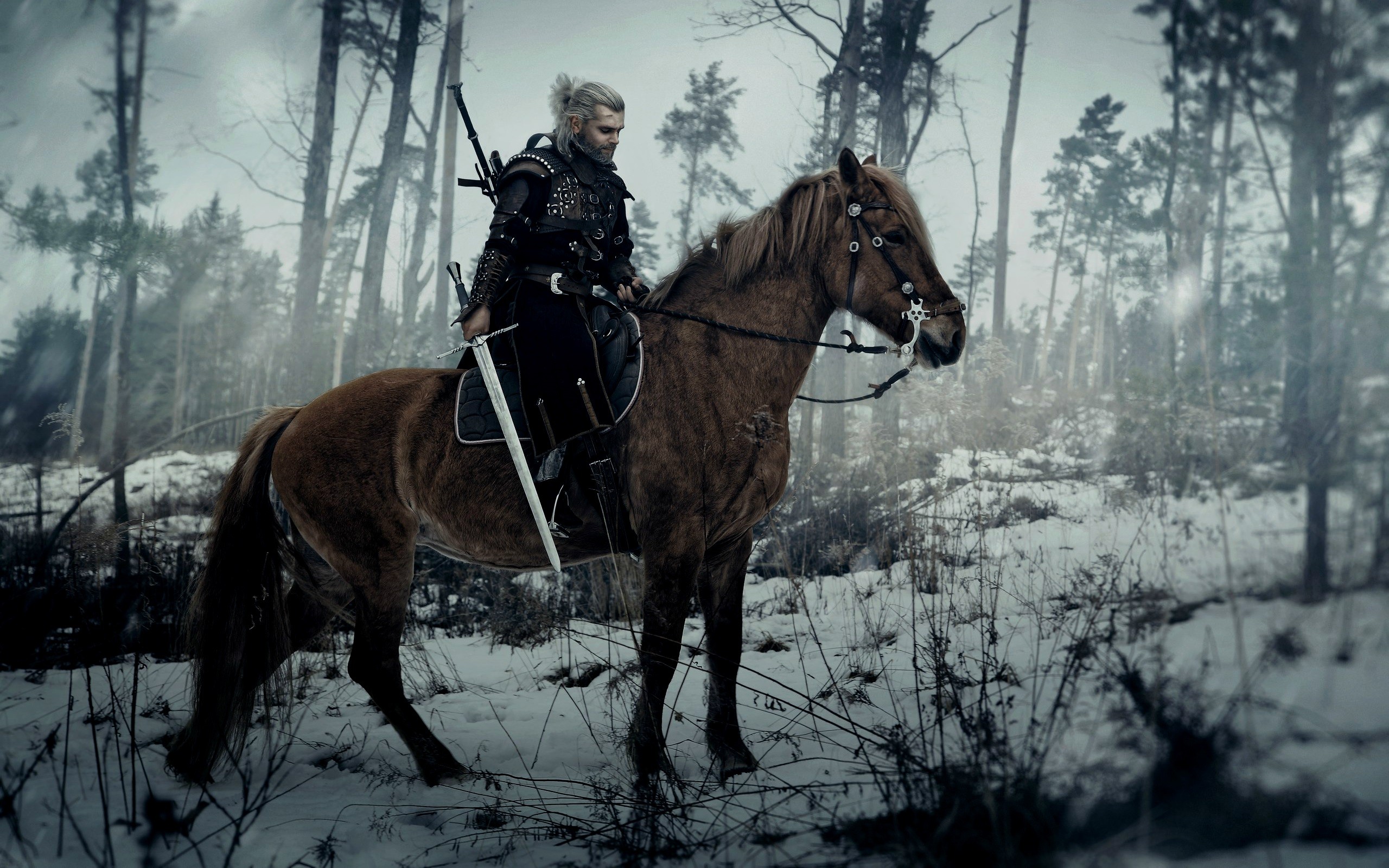 The Witcher Geralt Of Rivia Sword Horse Cosplay The Witcher 3 Wild Hunt P Otka Horse 2560x1600