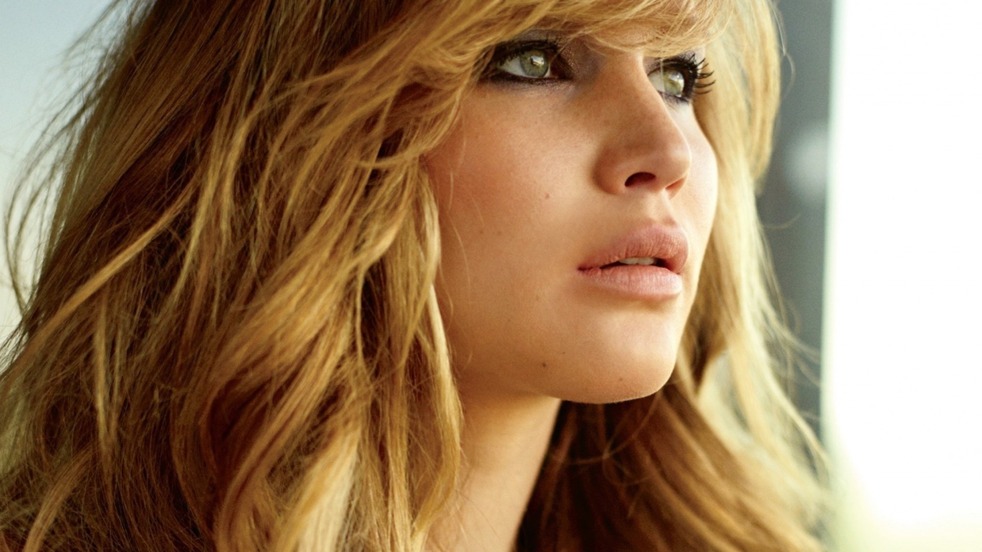 Jennifer Lawrence Green Eyes Hollywood Blonde Women Face Freckles Actress Celebrity 1920x1080