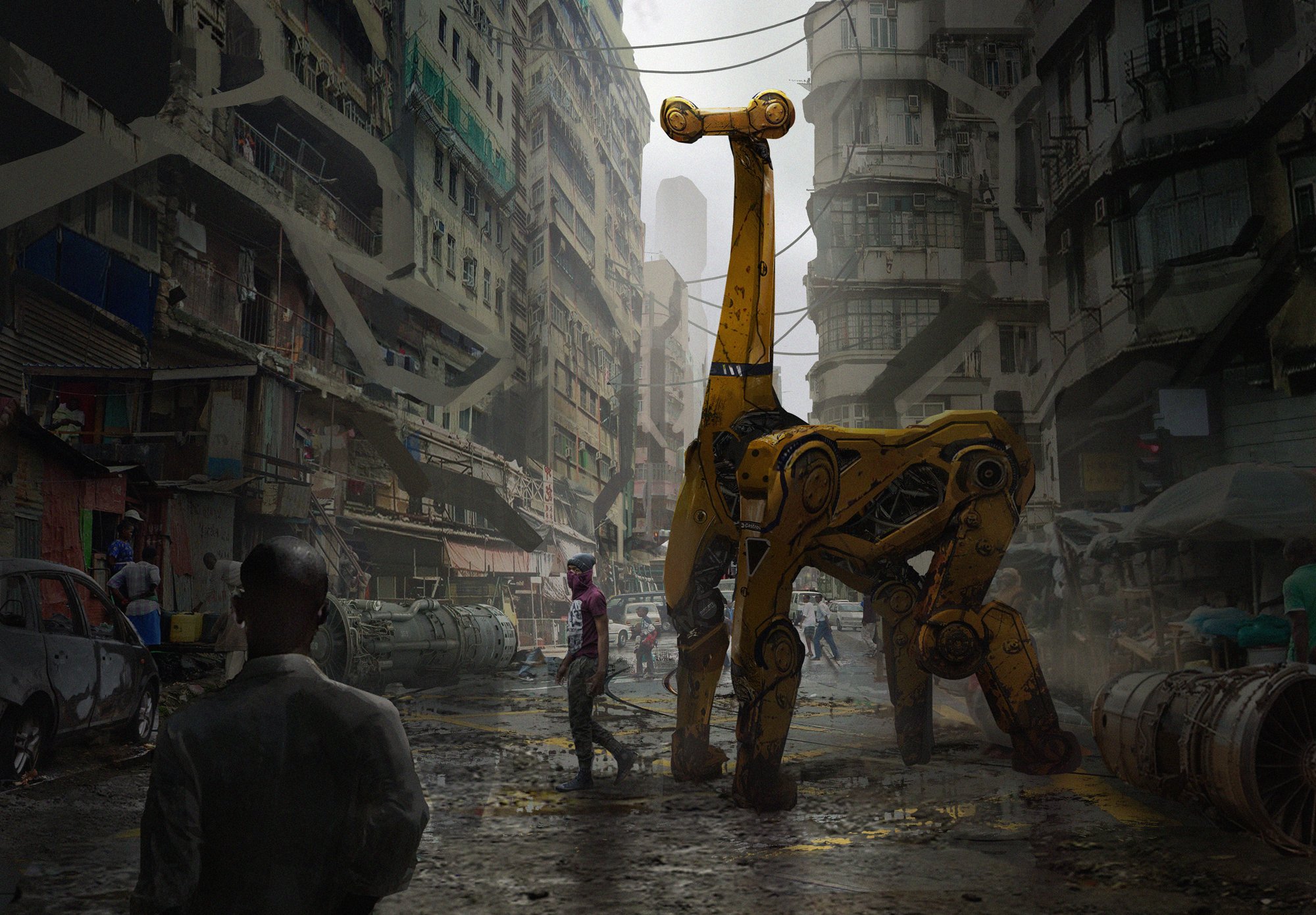 Artwork Cyberpunk Giraffes 2000x1390