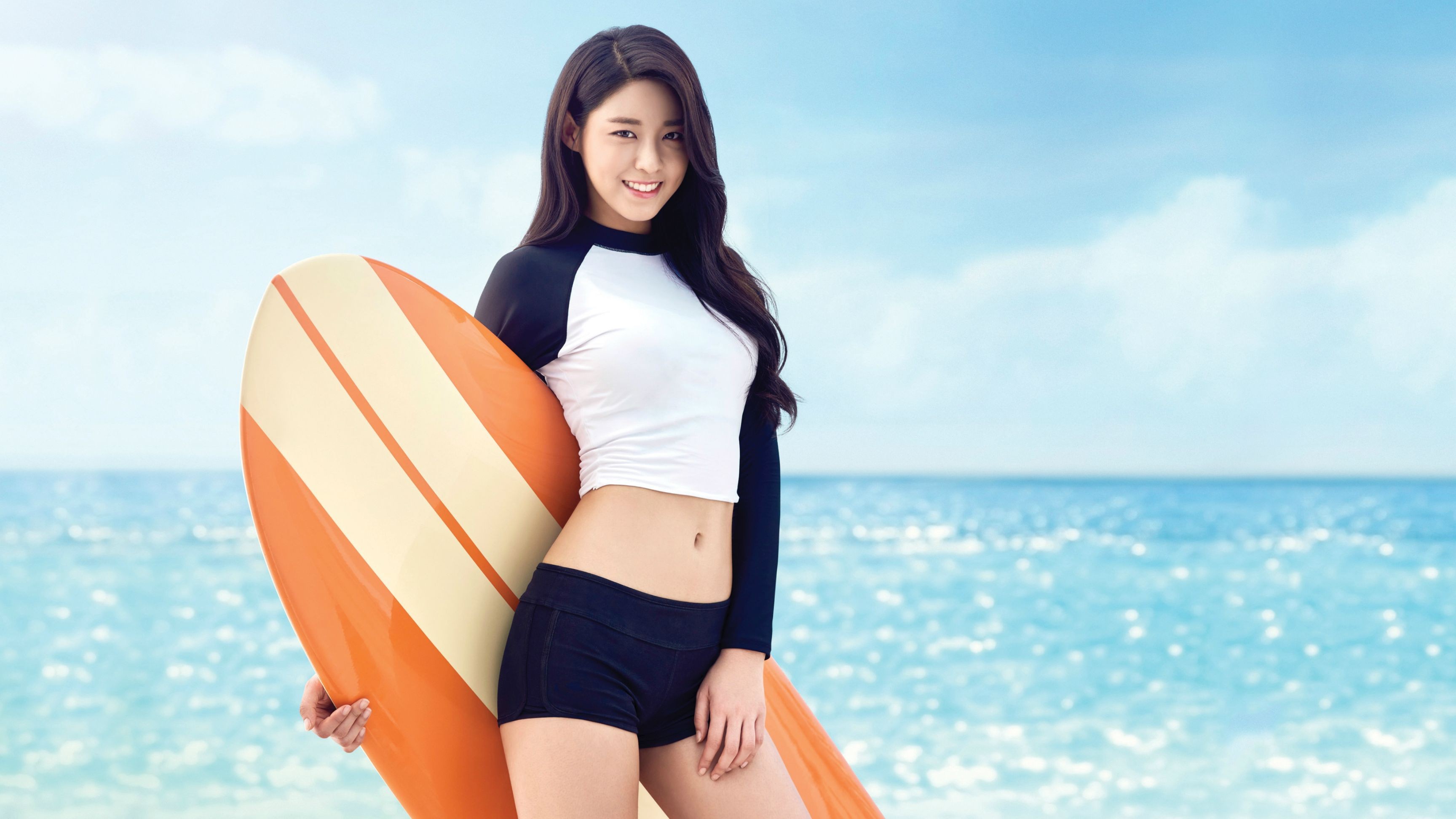 K Pop Seolhyun AOA Crop Top Surfboards Women 3456x1944