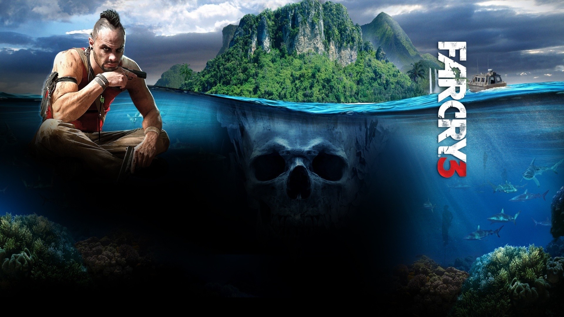 Far Cry Far Cry 3 Vaas Video Game Villains Video Games PC Gaming Skull 2012 Year Video Game Art 1920x1080