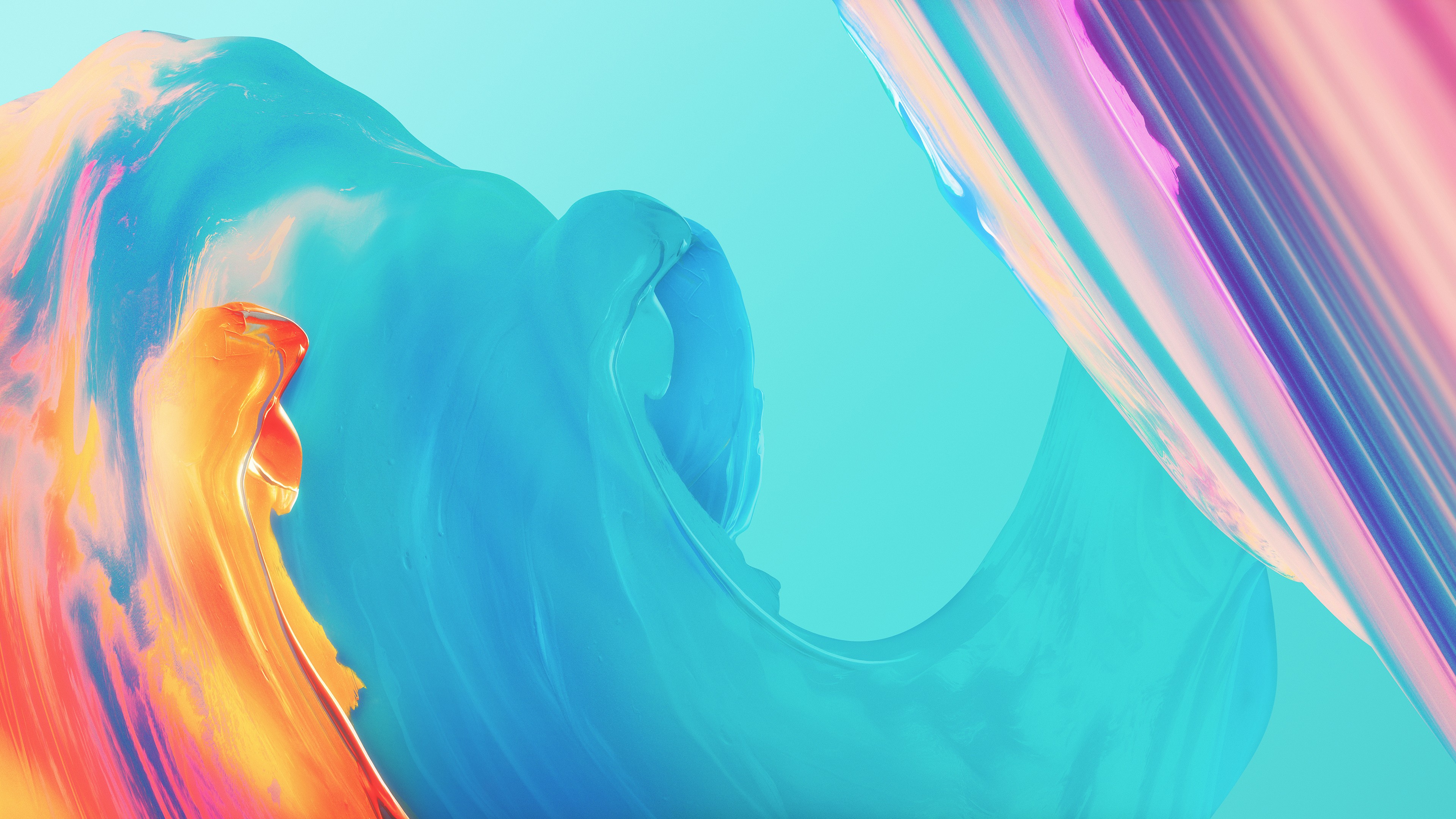 Abstract Brush Strokes Colorful Cyan 3840x2160