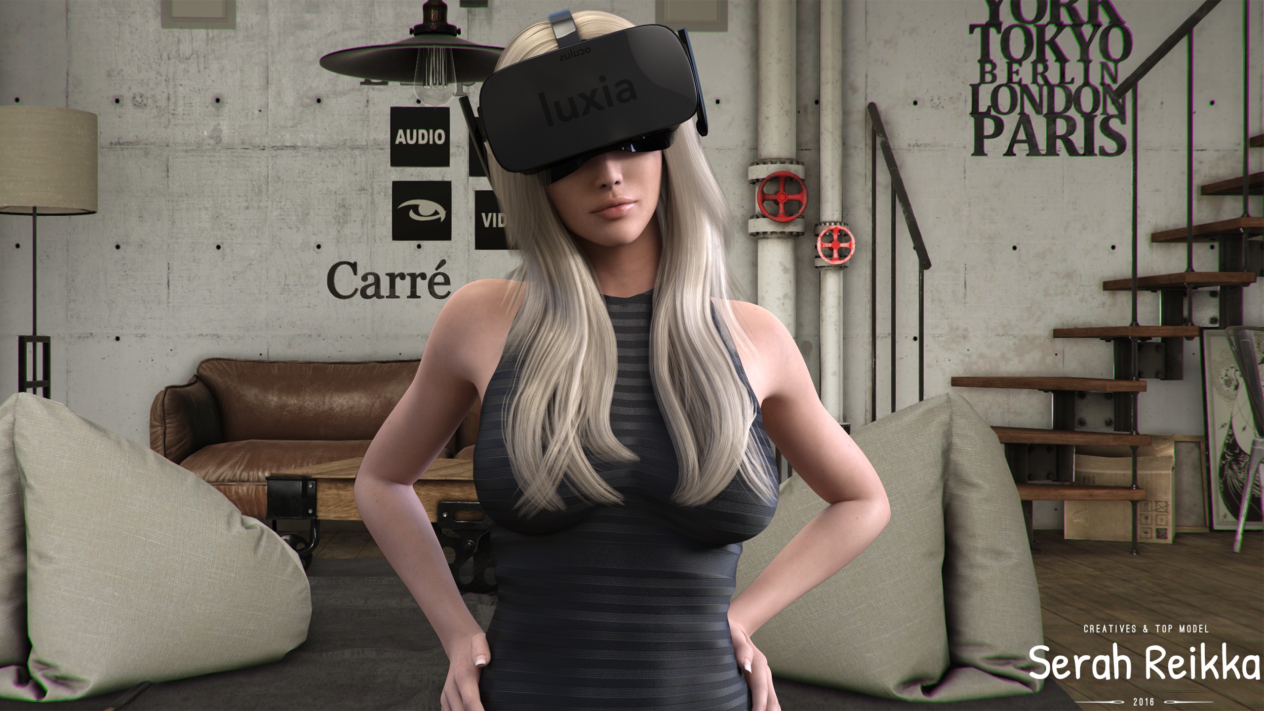 Women Virtual Reality Luxia CGi Render Digital Art Modern 2560x1440