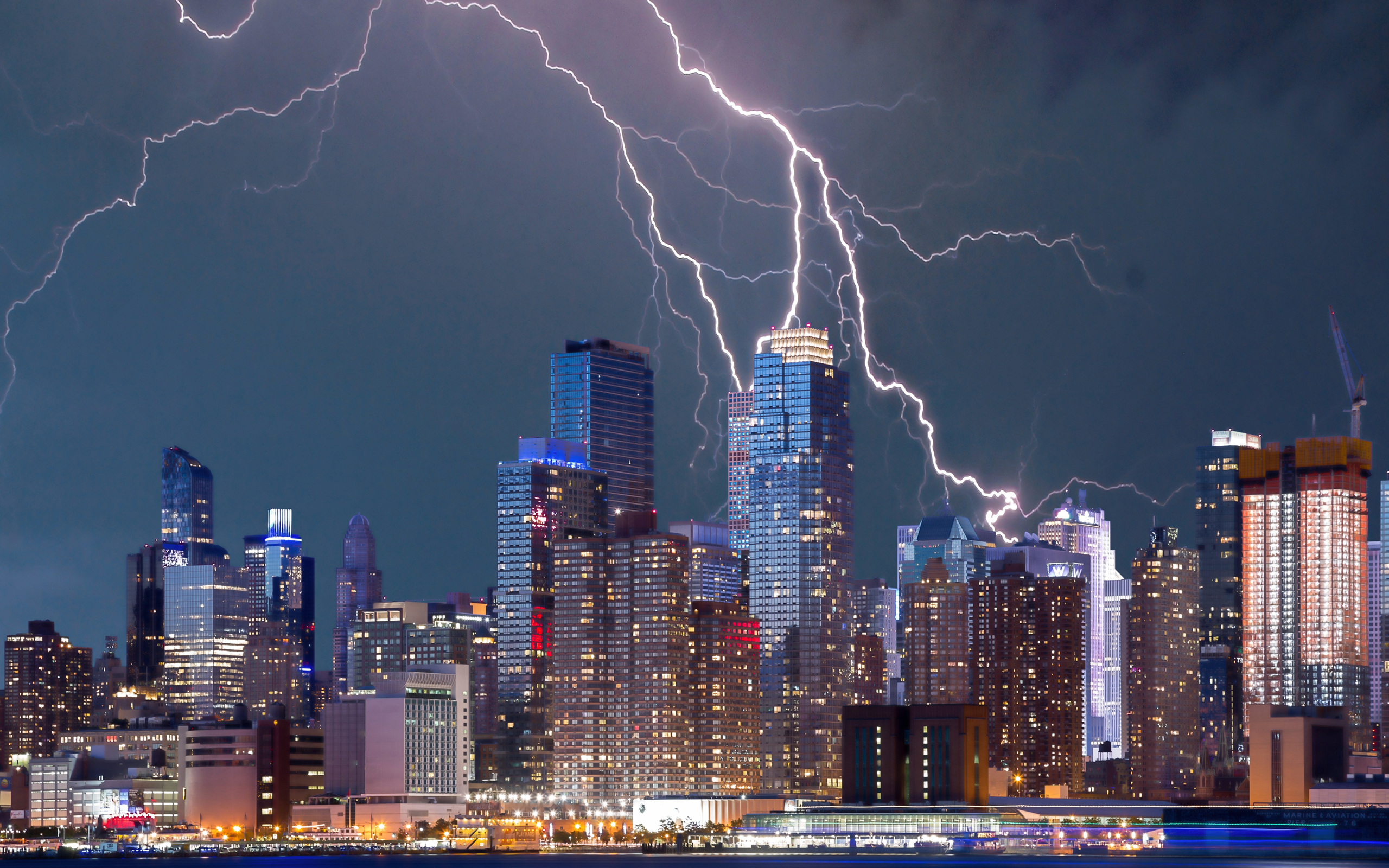 Lightning Lightning Bolt New York City Urban Nature Cityscape 2560x1600