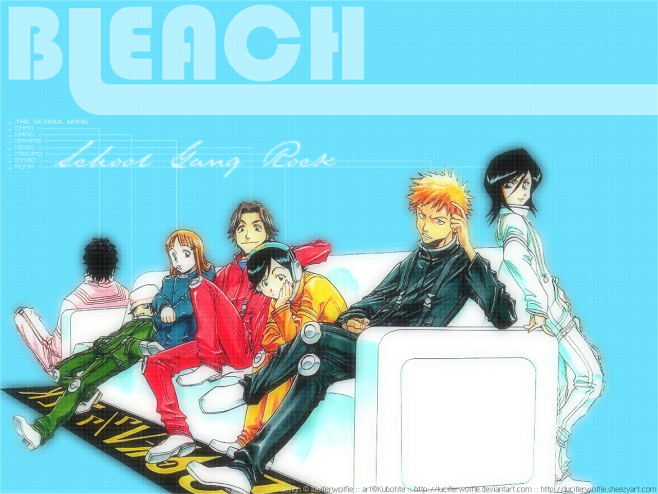 Ichigo Kurosaki Rukia Kuchiki Keigo Asano Orihime Inoue Yasutora Sado 1281x961