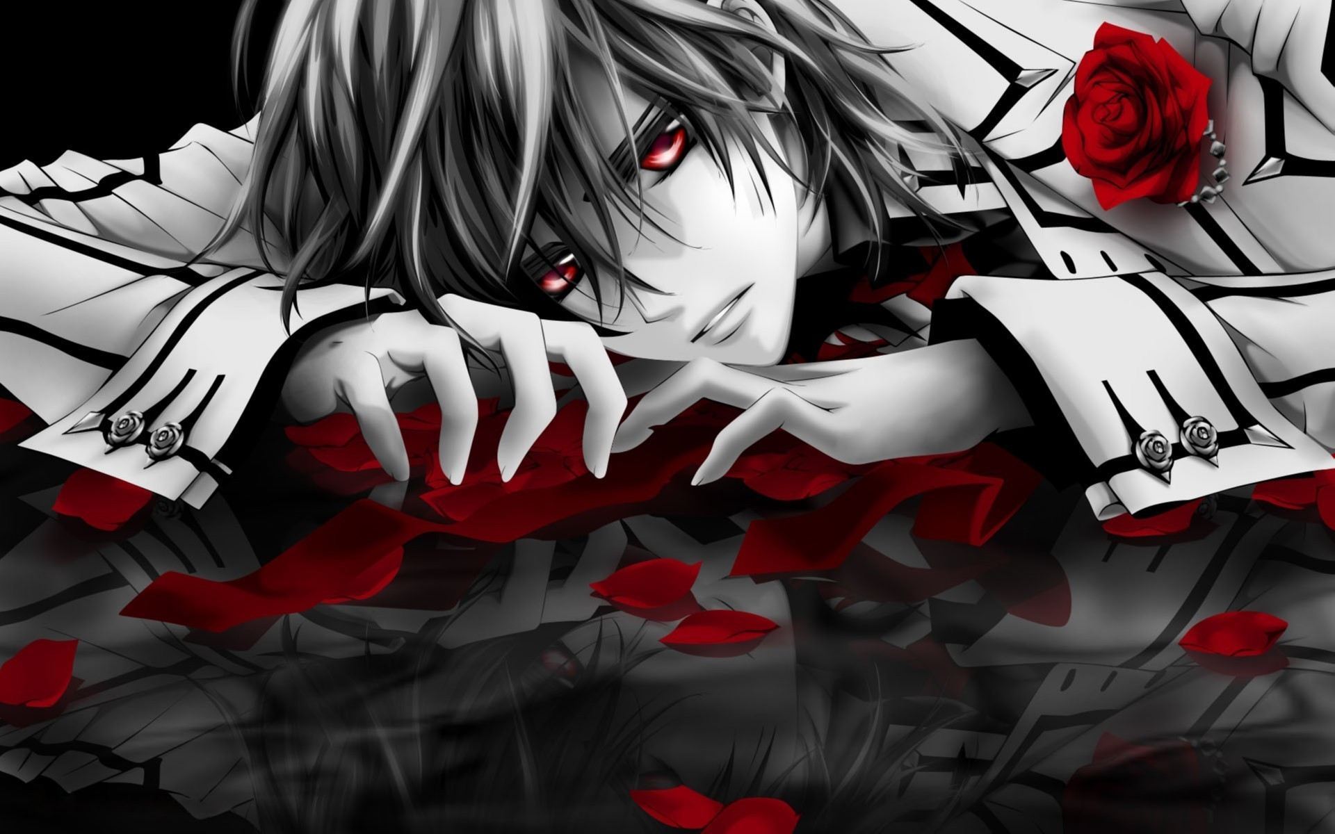 Kaname Kuran Rose Black Amp White Red Eyes 1920x1200