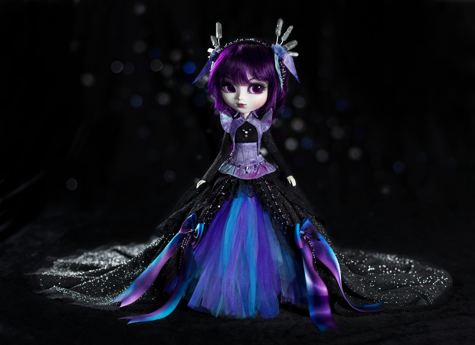 Baby Doll Bokeh Dress Purple Lights Purple Dresses Sparkles Looking Away 1600x1162