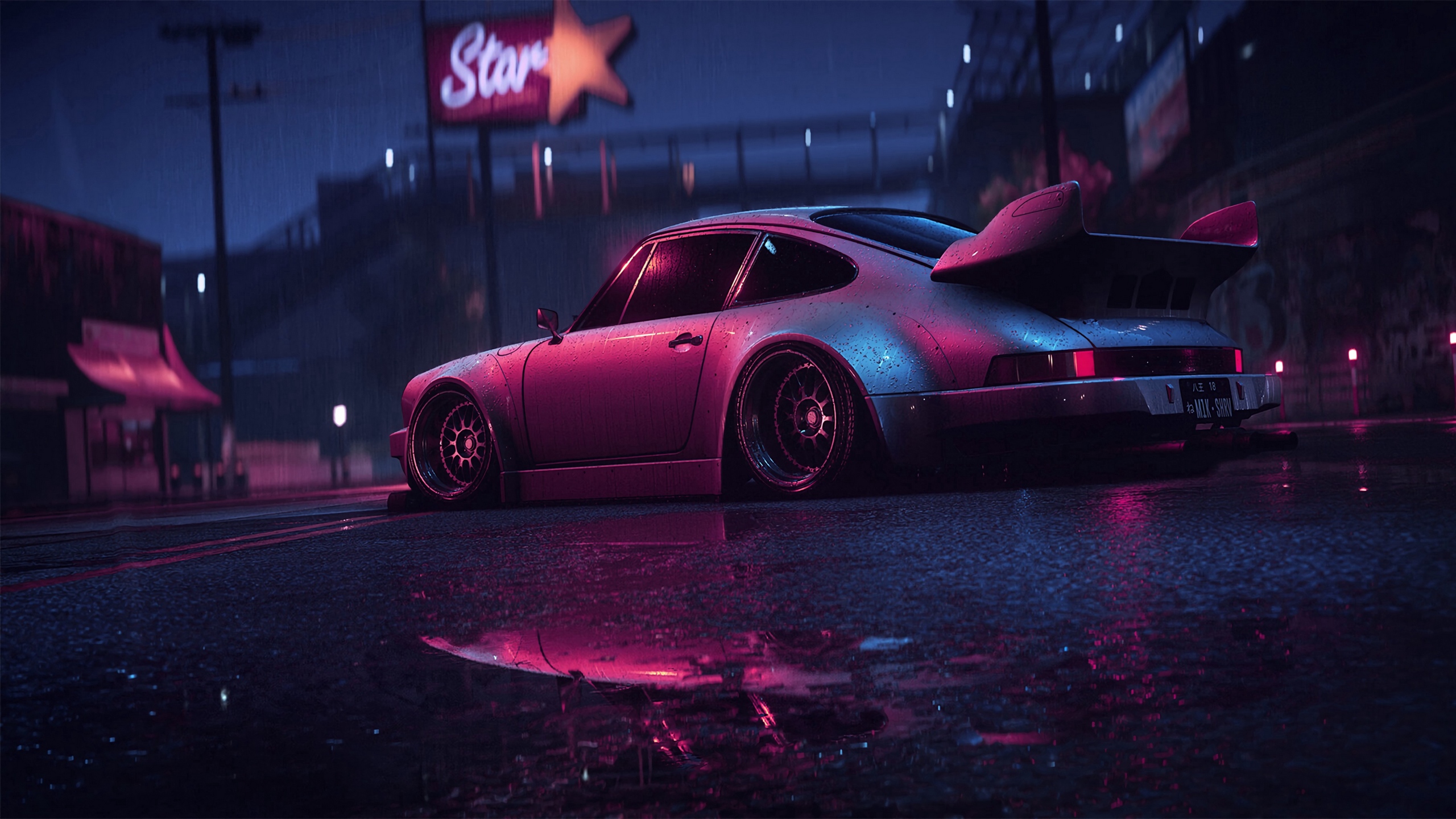 Need For Speed Video Games Game Art Atmosphere Lights Neon Neon Lights Vehicle Car Porsche 911 Carre 2560x1440
