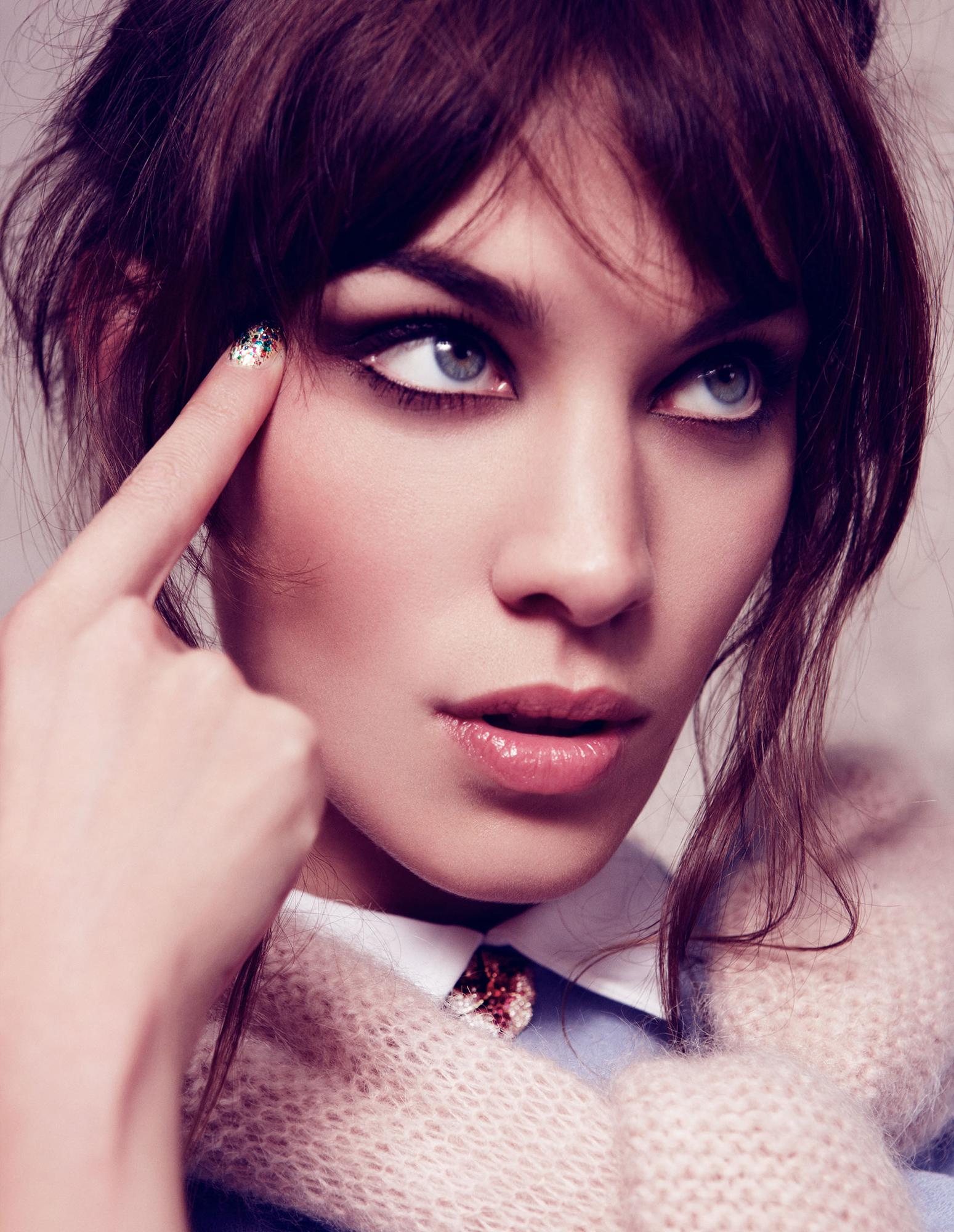 Alexa Chung Blue Eyes Simple Background Model Brunette Women 1549x2000