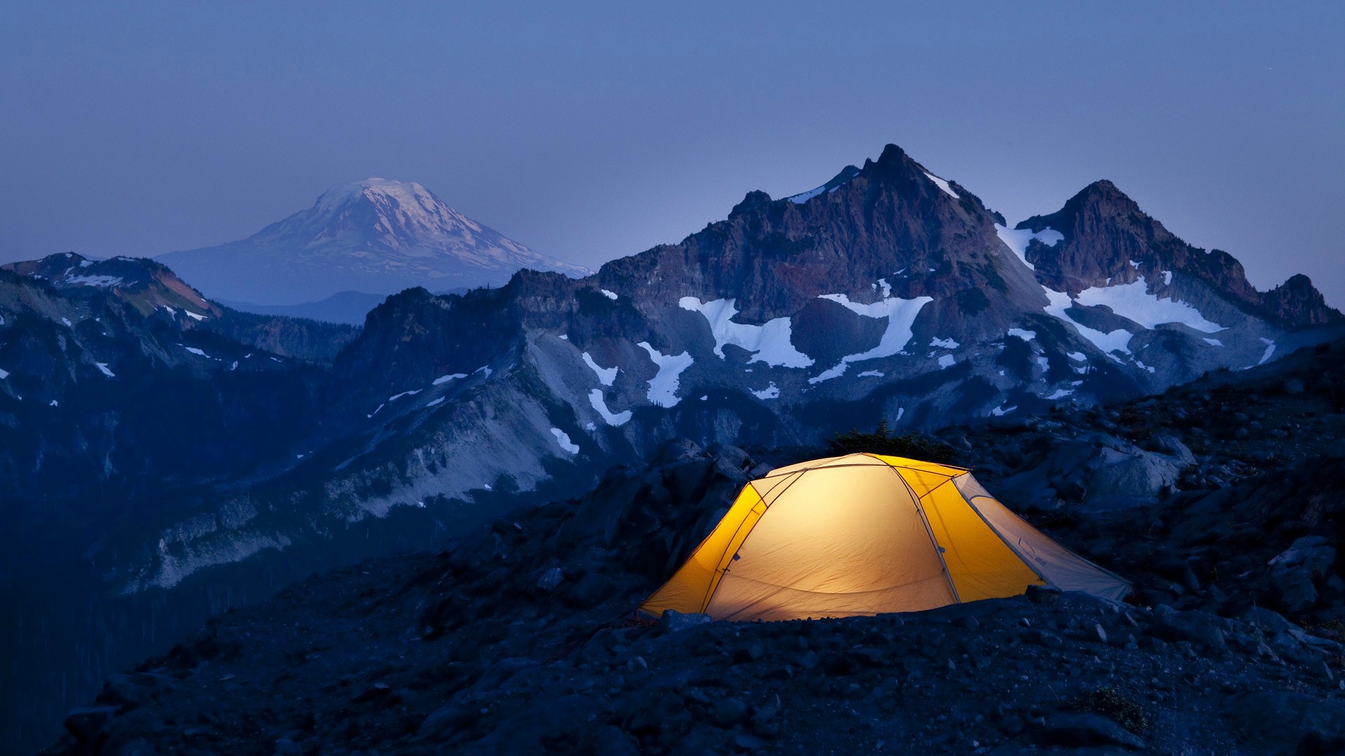 Mountain Snow Night Camping Tent 1920x1080