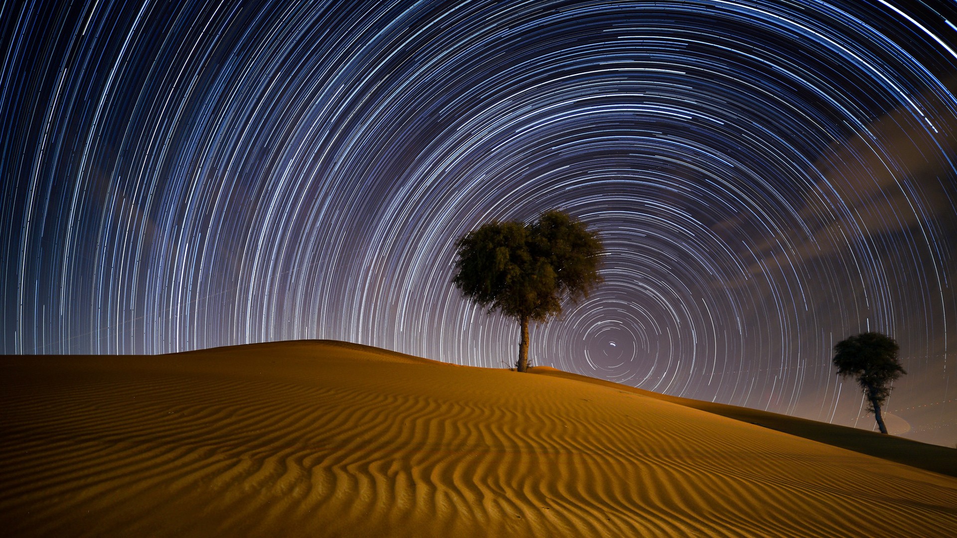 Desert Night Star Trails Dubai 1920x1080