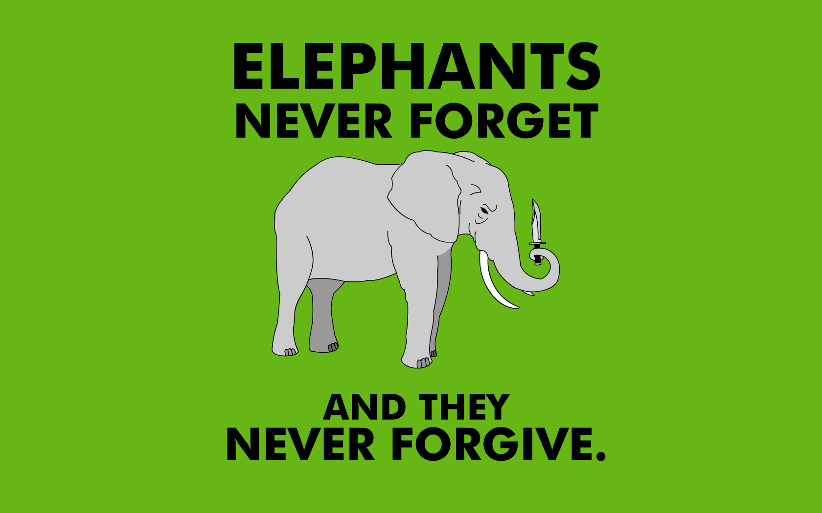 Humor Minimalism Typography Elephant Knives Animals Simple Background 1680x1050