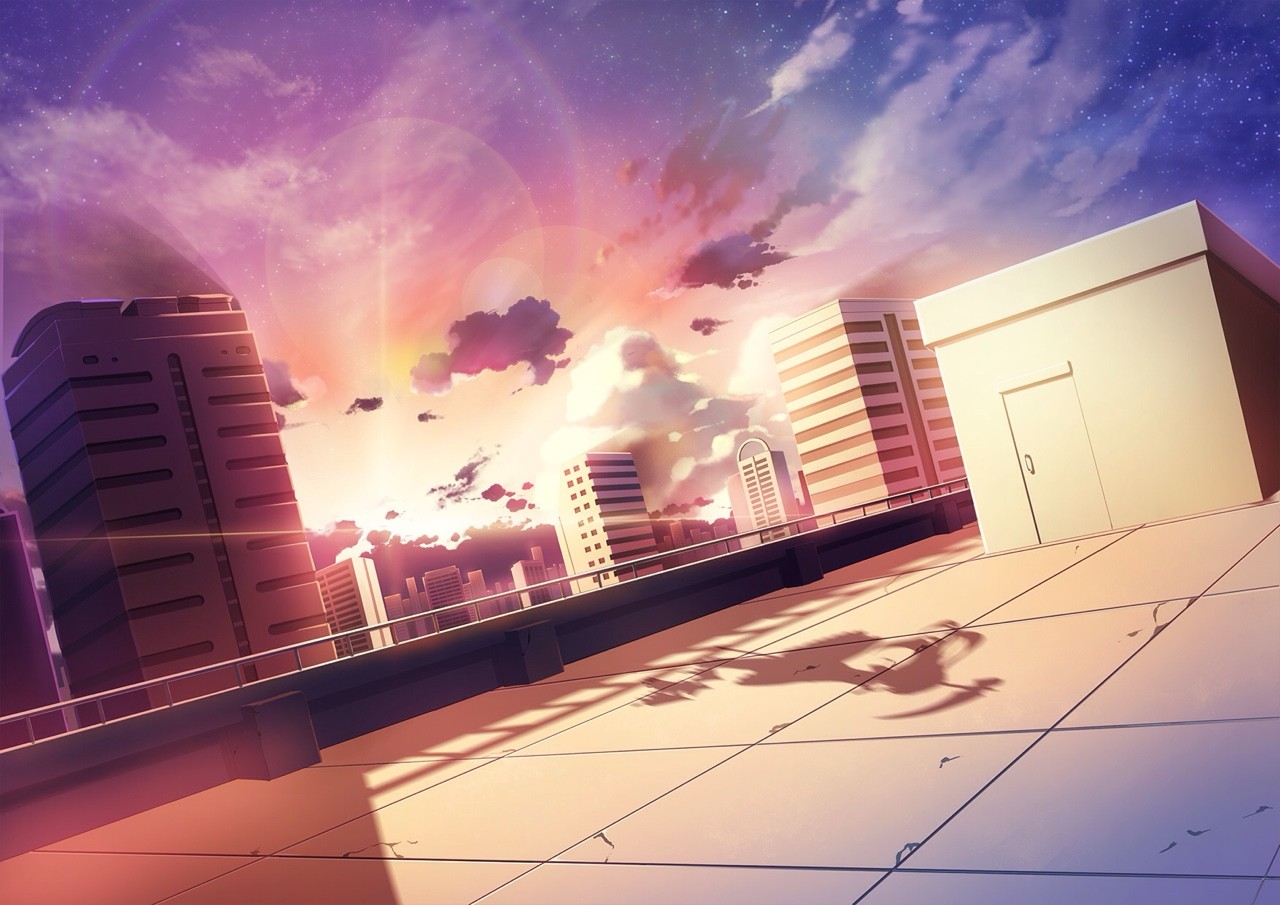Anime Sunlight Building Rooftops Skyscraper Soft Shading 1280x905