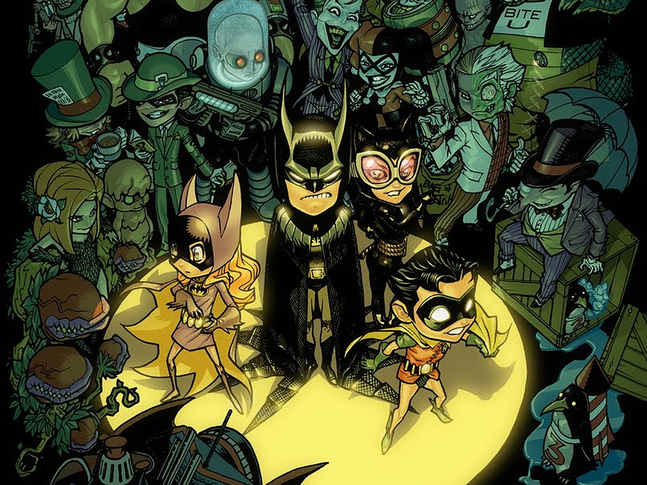 Batman Batgirl Catwoman Robin DC Comics Mr Freeze DC Comics Harley Quinn Poison Ivy Riddler DC Comic 1280x960