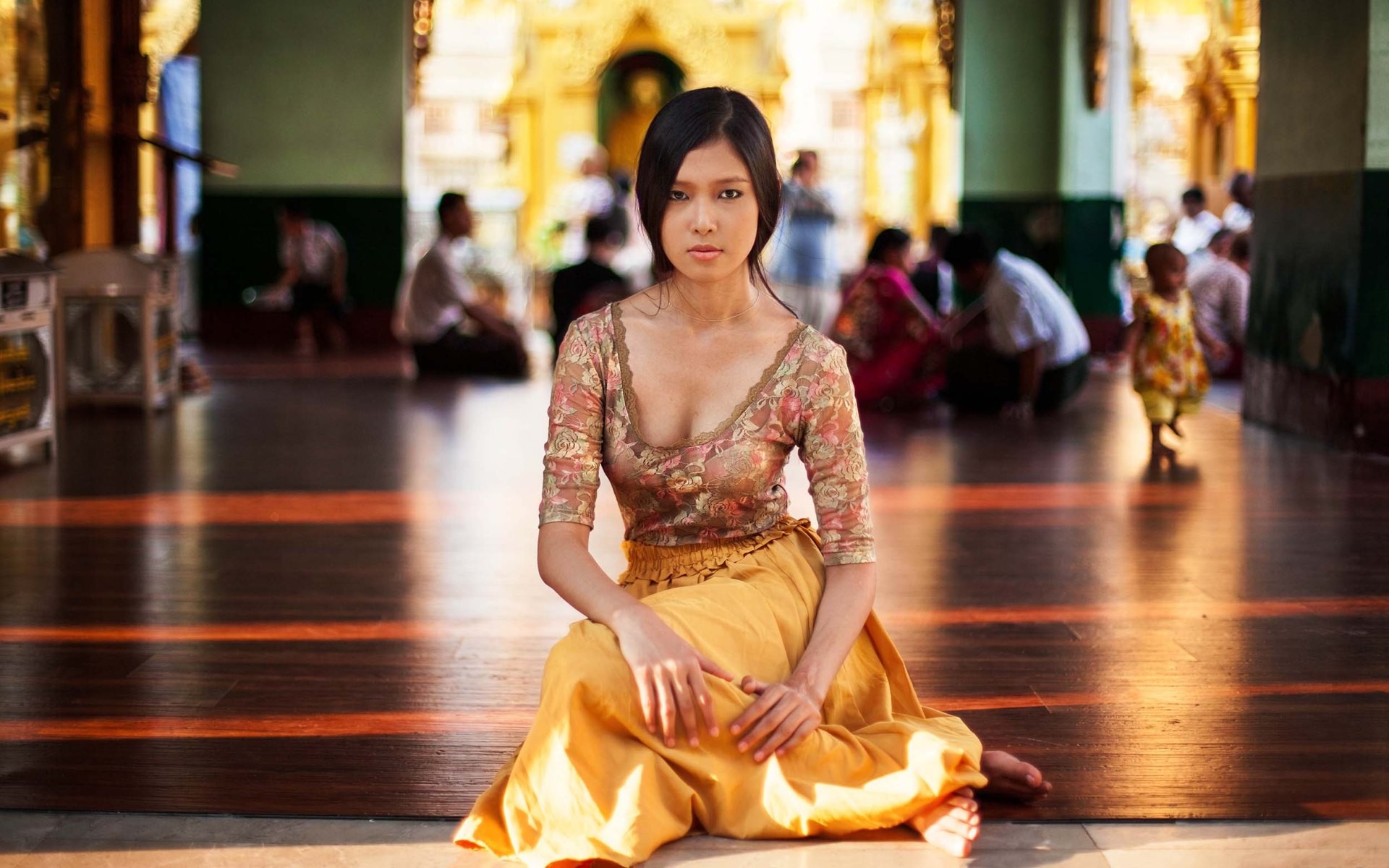 Women Brunette Dress Sitting Asian Mihaela Noroc Myanmar 1920x1200