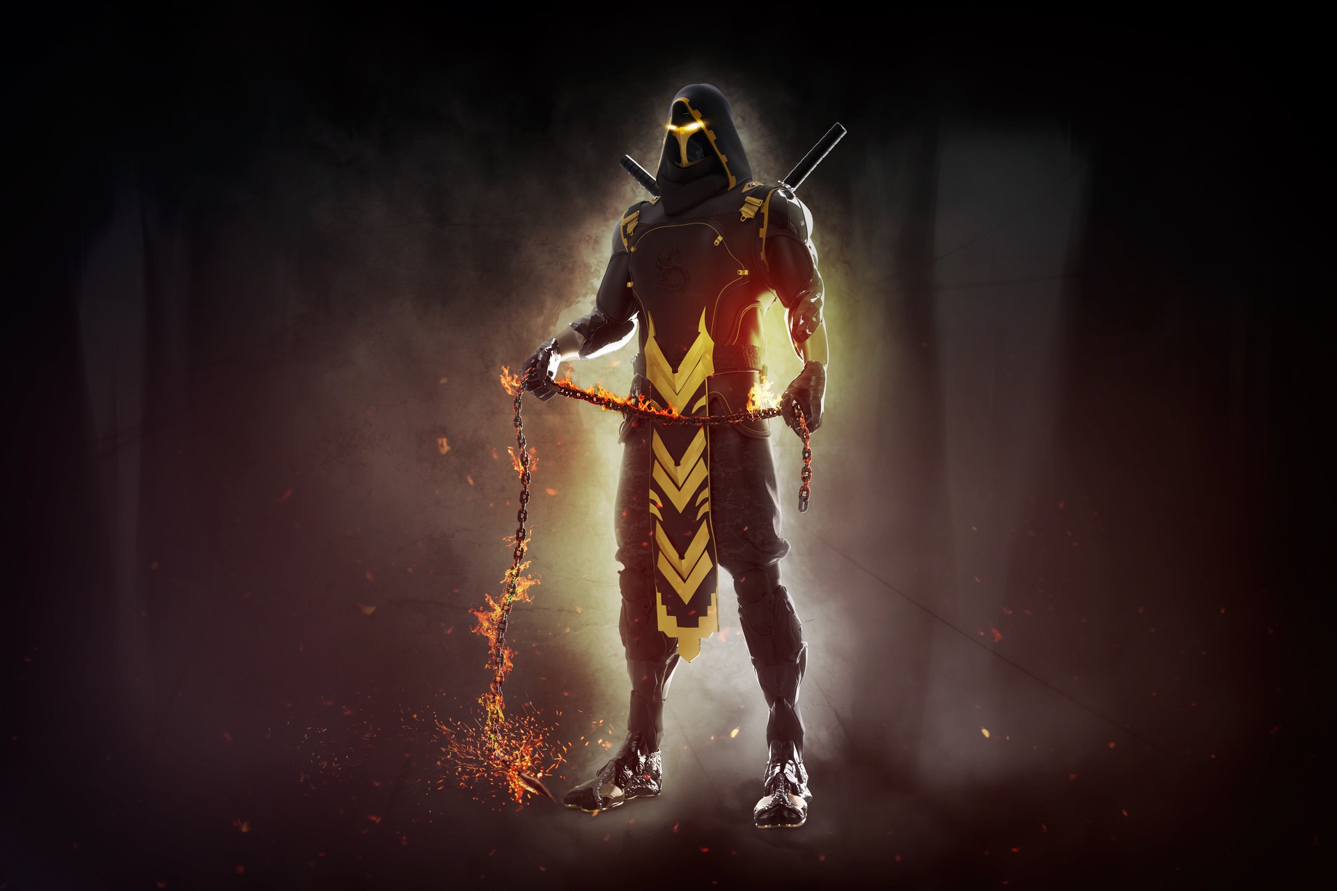 Mortal Kombat Video Games Video Game Art Scorpion Character 1920x1280