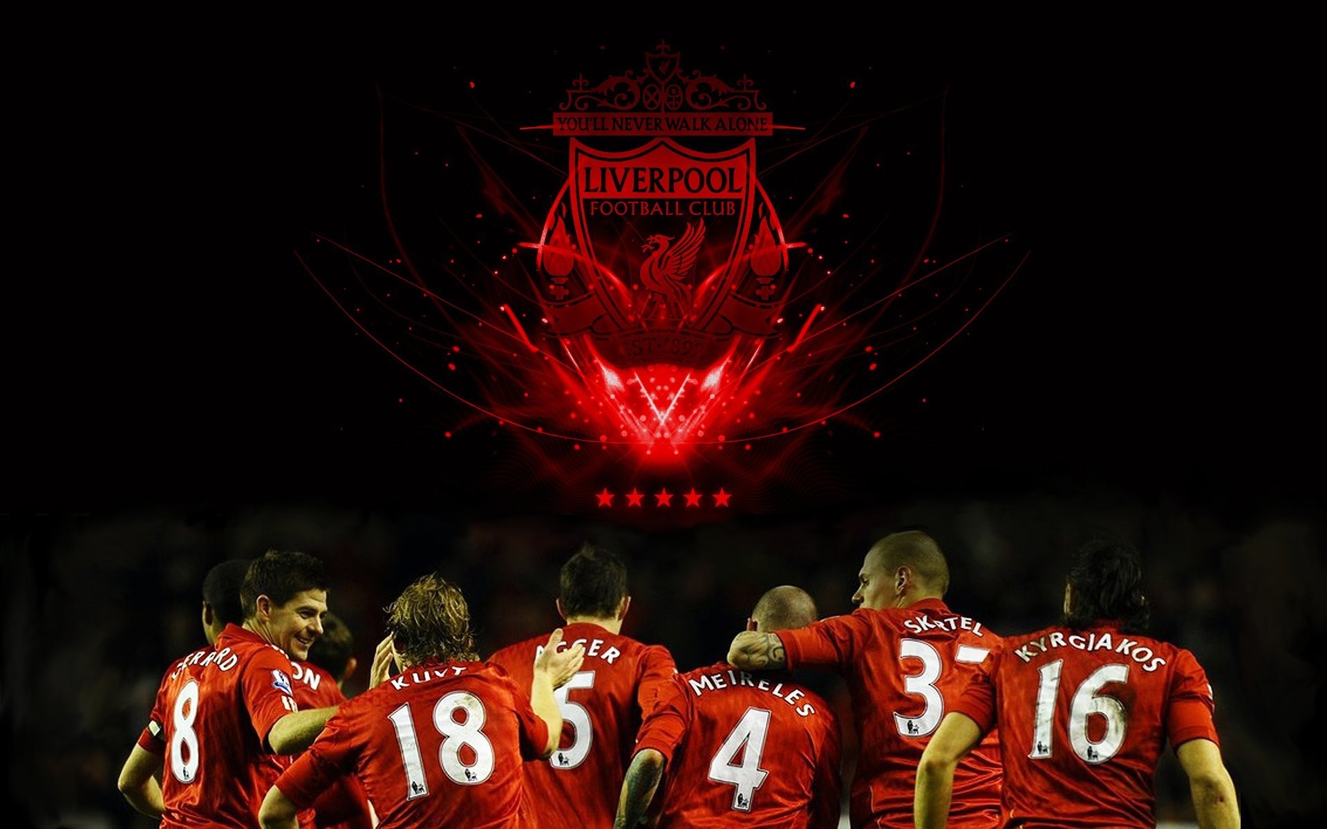 Steven Gerrard Footballers YNWA Dirk Kuyt Daniel Agger Liverpool FC 1920x1200