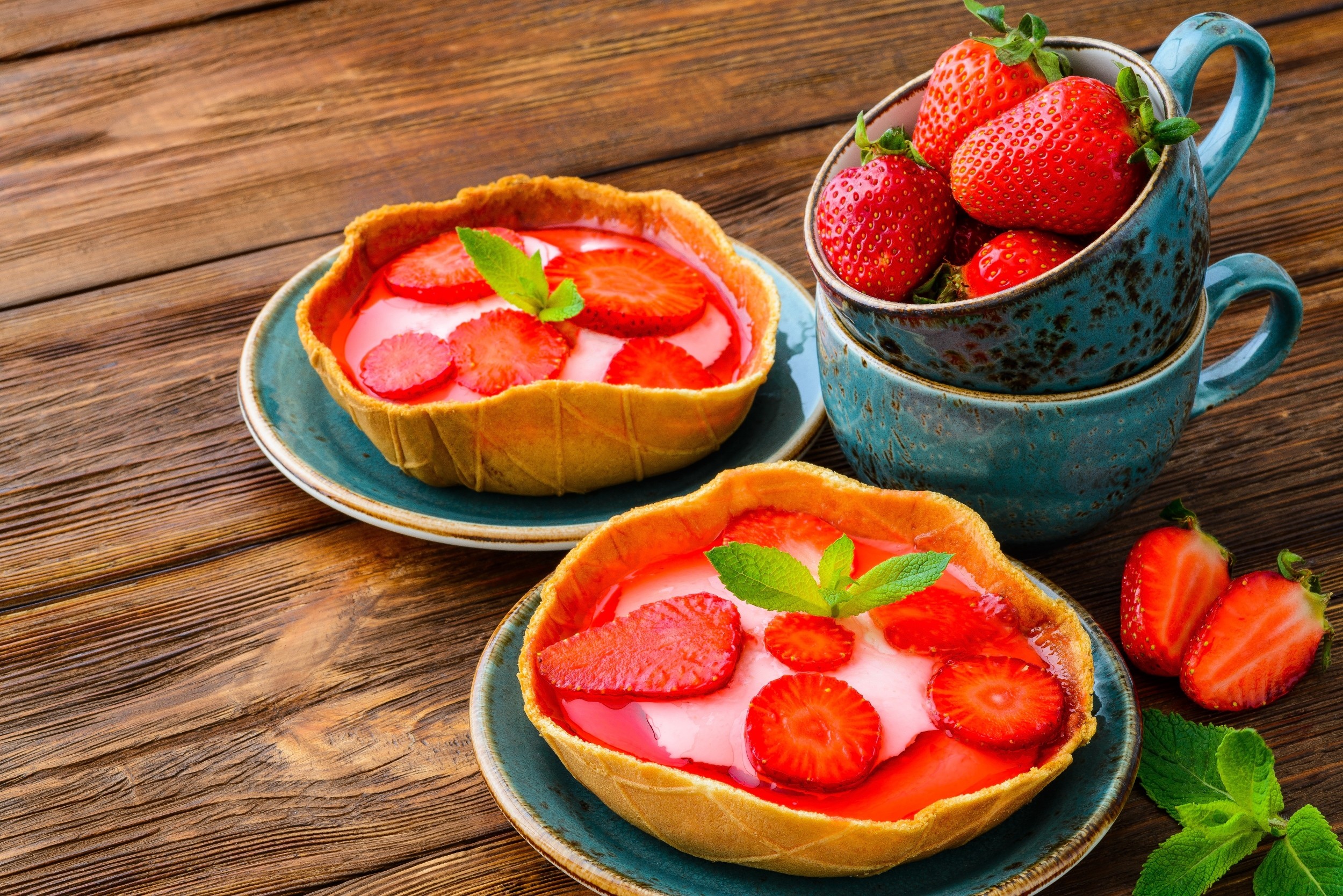 Strawberries Dessert Food Pie Pastries 2500x1668