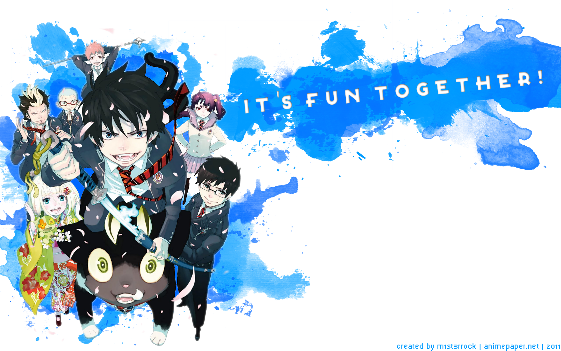 Blue Exorcist Okumura Rin Okumura Yukio Kamiki Izumo Moriyama Shiemi Suguro Ryuji Shima Renzou Miwa  1920x1200