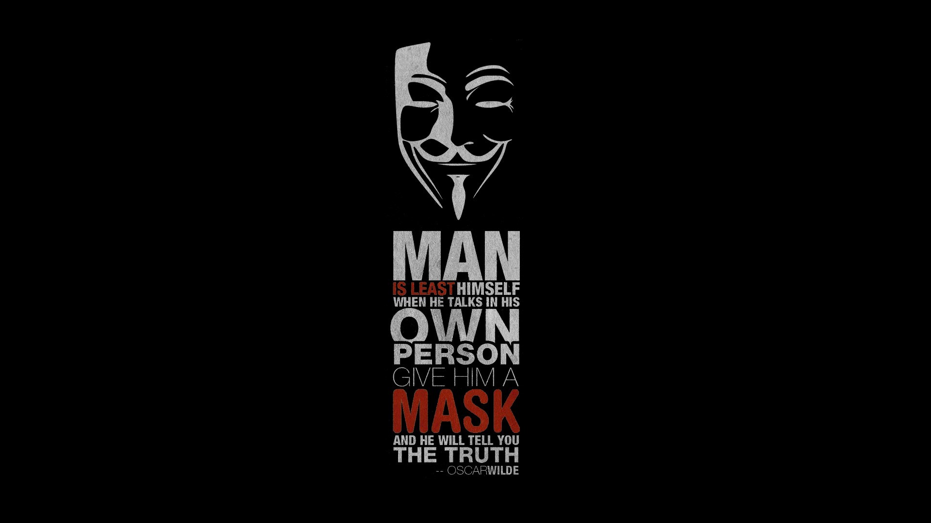 Anonymous Text Guy Fawkes Mask Simple Background Typography 1920x1080