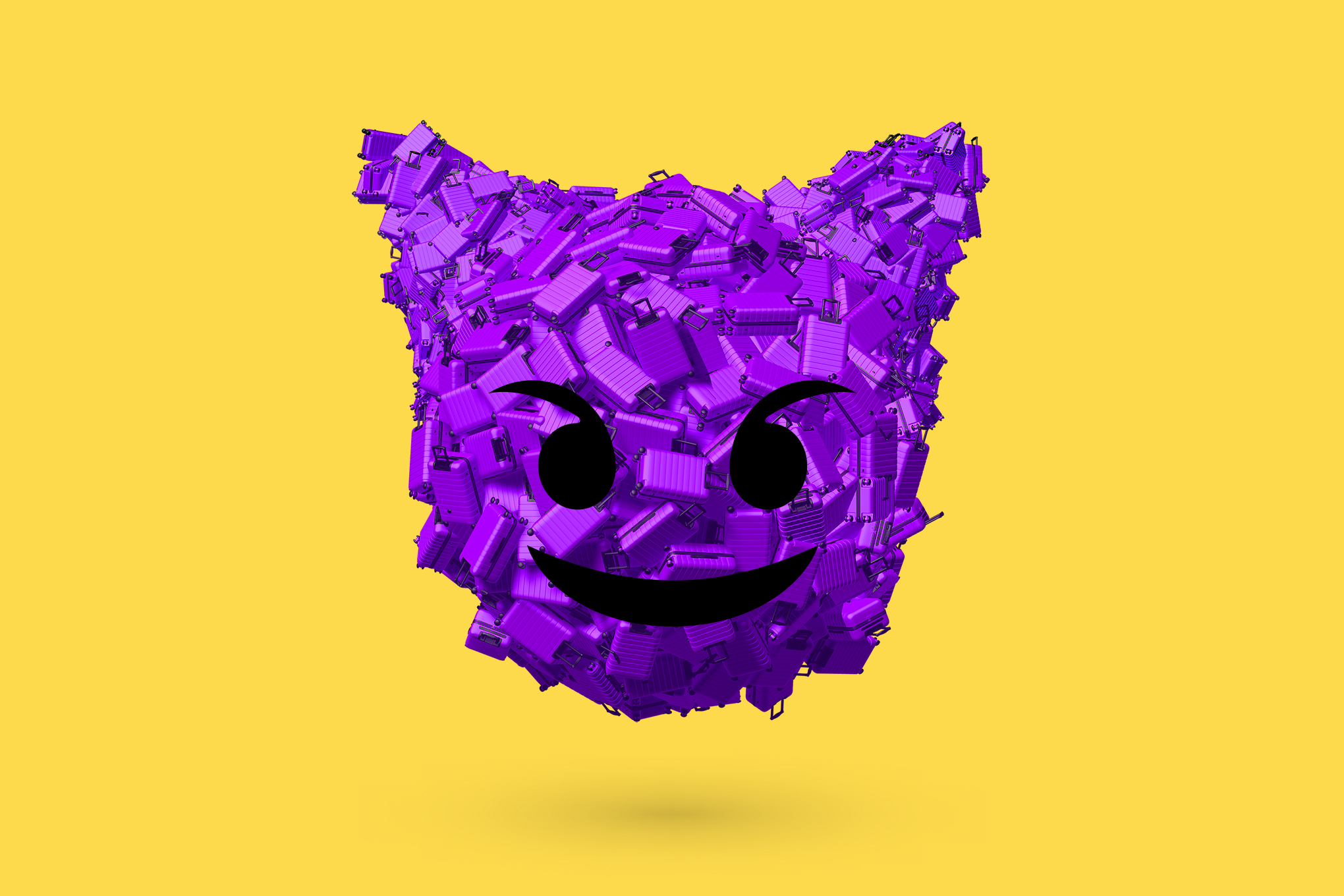 Digital Digital Art Emoji Devil 3D Yellow Background Simple Background 2040x1360