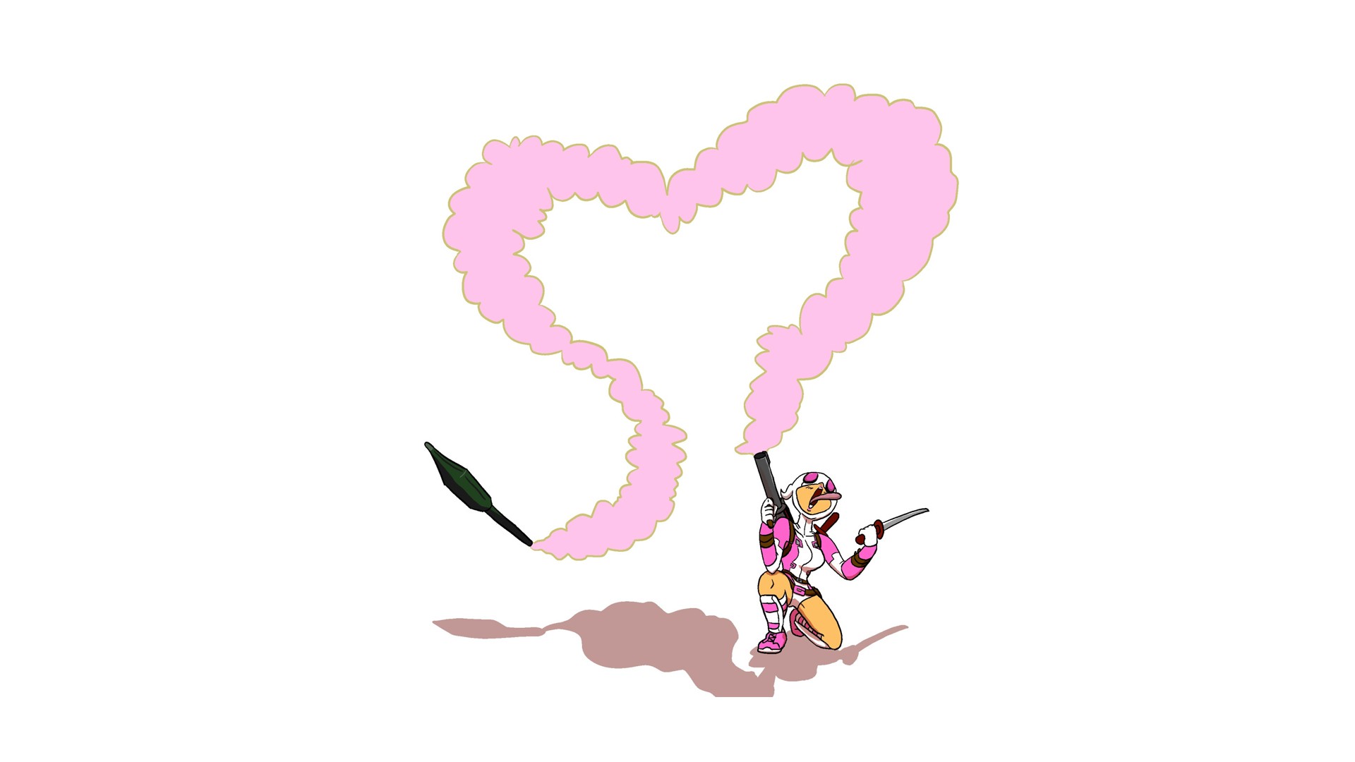 Gwenpool Pink Heart Simple Background 1920x1080