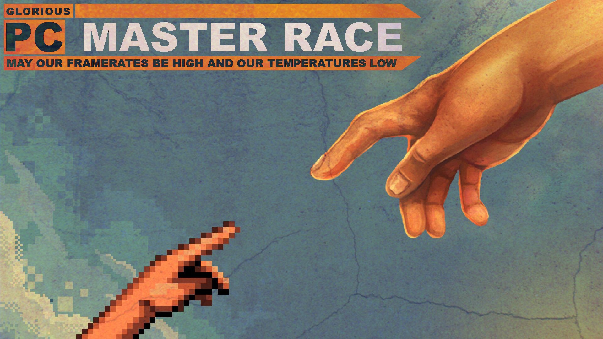 Michelangelo Digital Art Artwork Pixels PC Gaming Master Race Humor Hands 1920x1080