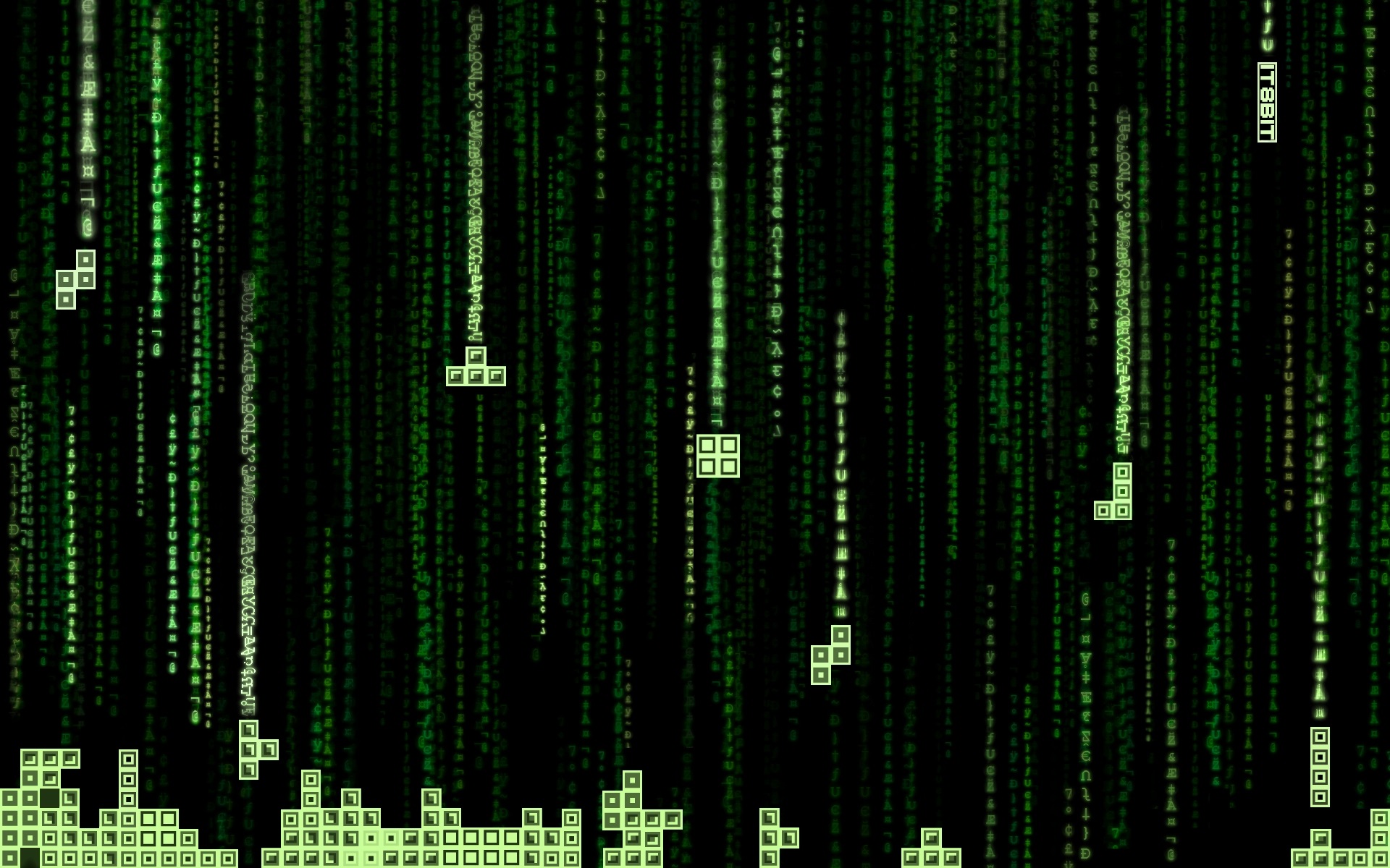 The Matrix Tetris Movies Video Games Crossover Code Retro Games 1920x1200