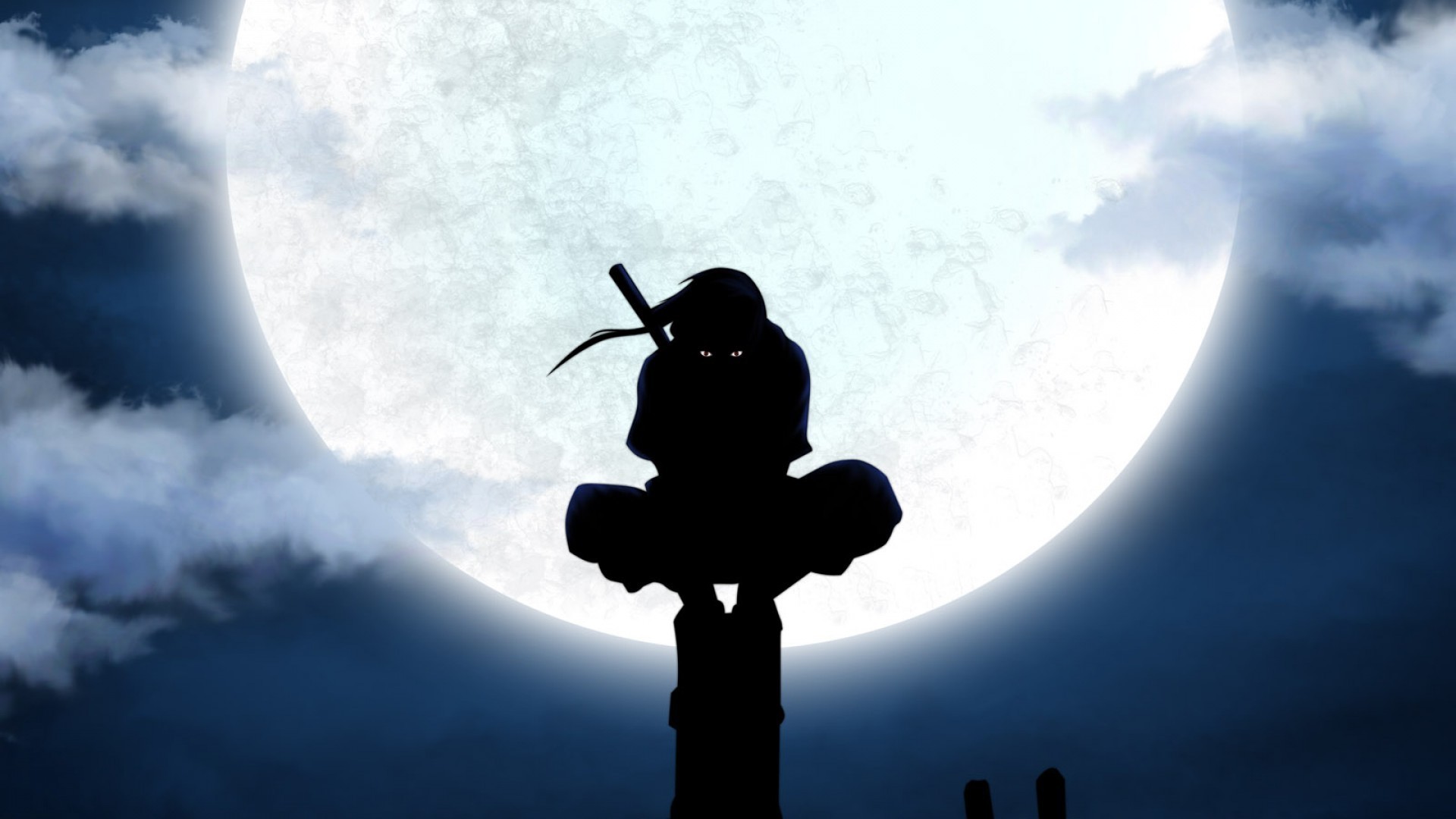 Uchiha Itachi Naruto Shippuuden ANBU Silhouette Moon Power Lines Anime Utility Pole 1920x1080