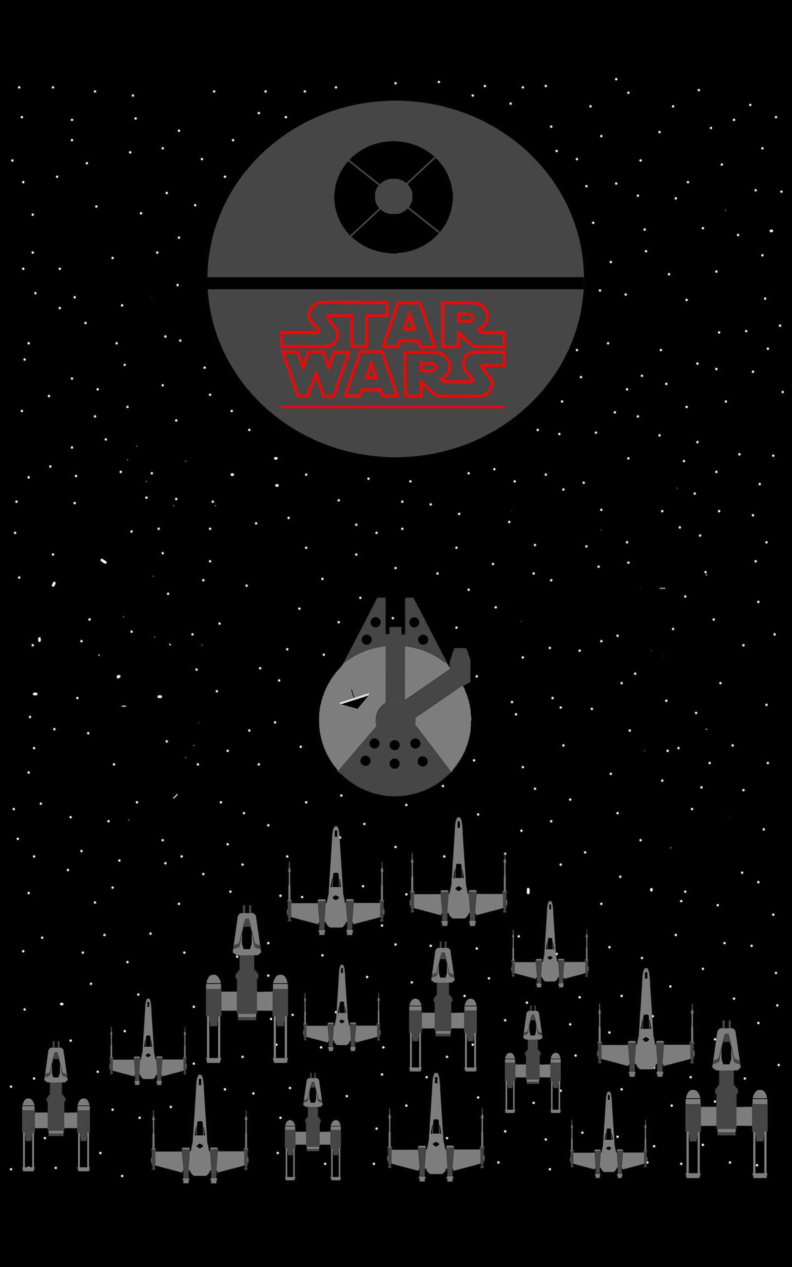 Star Wars Millennium Falcon X Wing Y Wing Death Star Space Minimalism Portrait Display Star Wars Shi 1600x2560