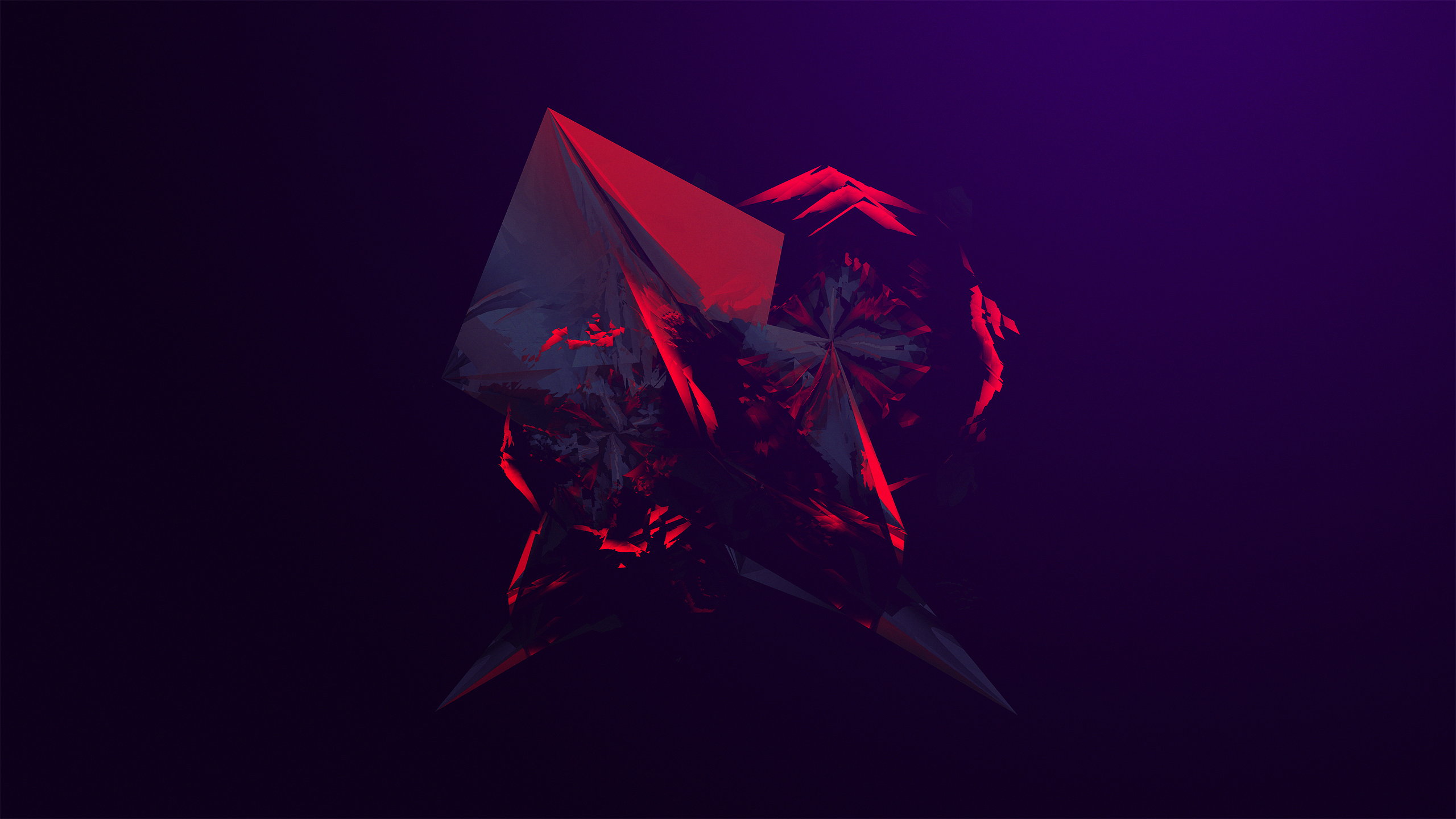 Minimalism Facets Justin Maller Digital Art Abstract 3D Shapes 2560x1440