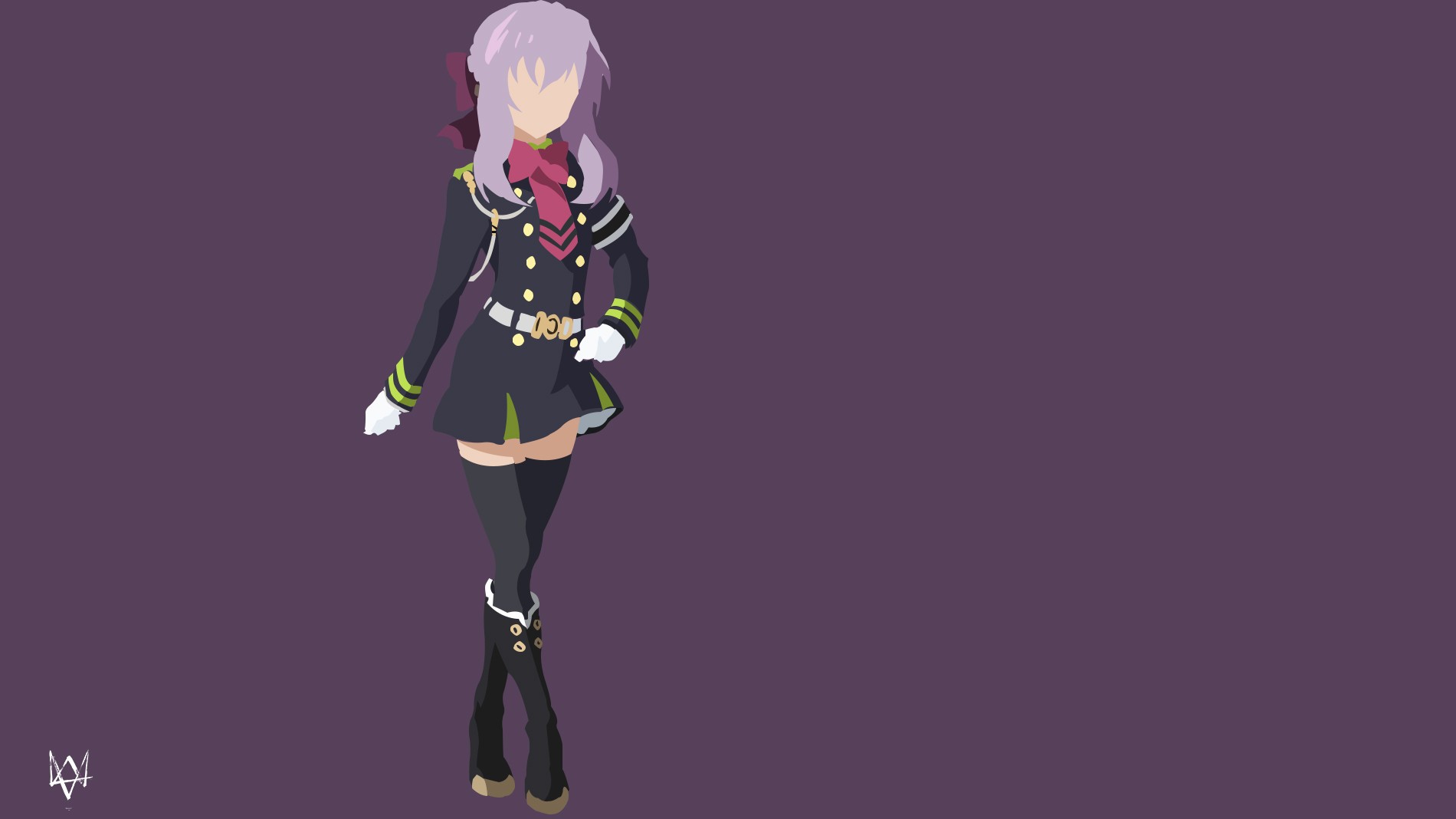 Hiiragi Shinoa Minimalism Owari No Seraph Anime Girls Thigh Highs 1900x1068