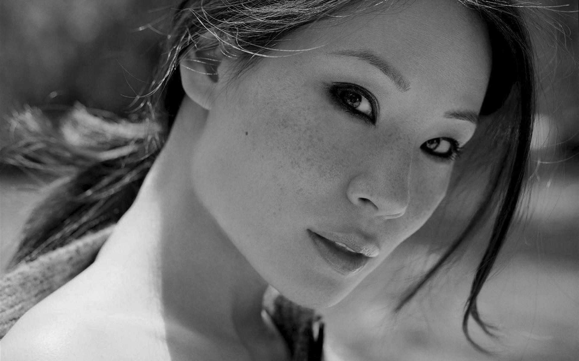 Model Celebrity Lucy Liu Actress Monochrome Women Face 1920x1200