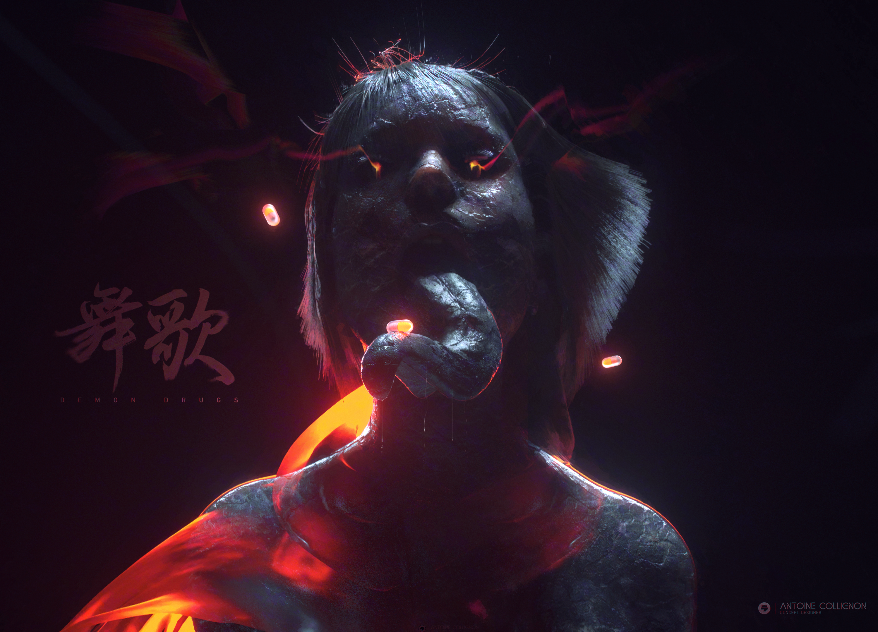 Digital Digital Art Artwork Demon Women Demon Girl Dark Dark Background Horror Creepy Concept Art Cr 3000x2160