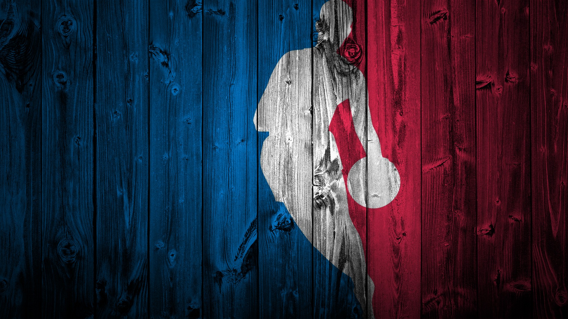 NBA NBA 2K16 Artwork Wooden Surface Blue Red Wood Logo Silhouette 1920x1080