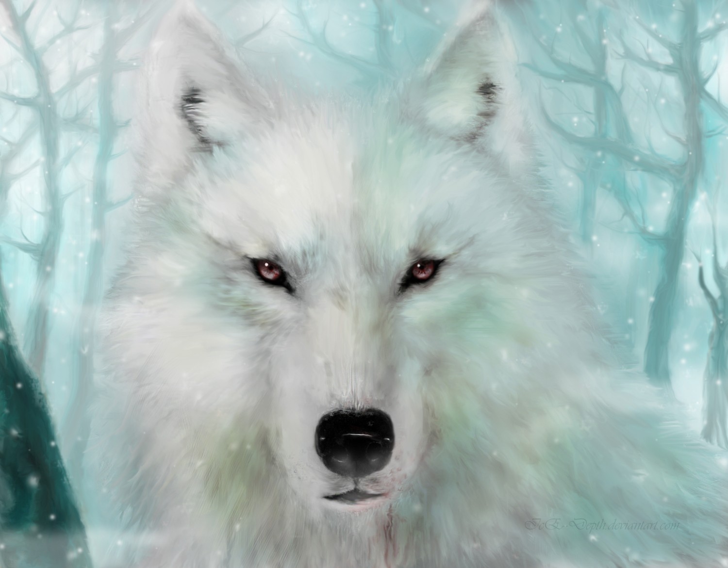 Artistic Painting Wolf White White Wolf Winter 1500x1171