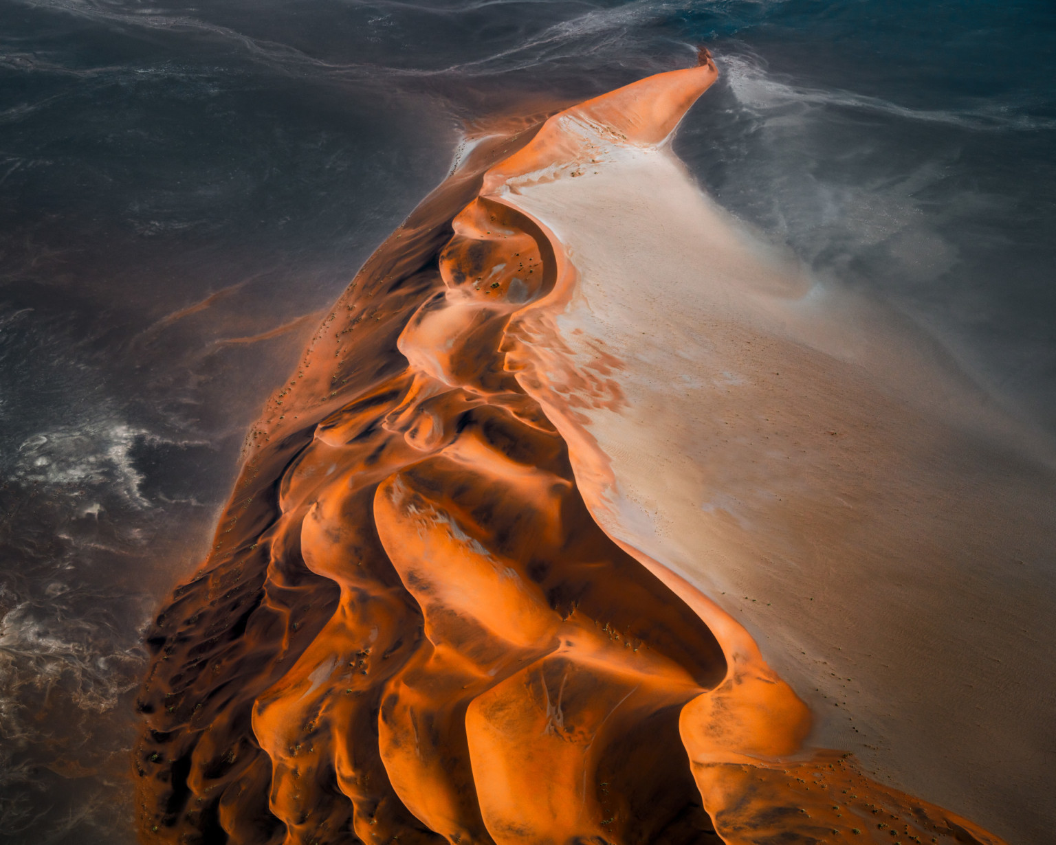 Photography Aerial View Nature Landscape Namibia Africa Sand Desert Dunes Sea Waves 1536x1230