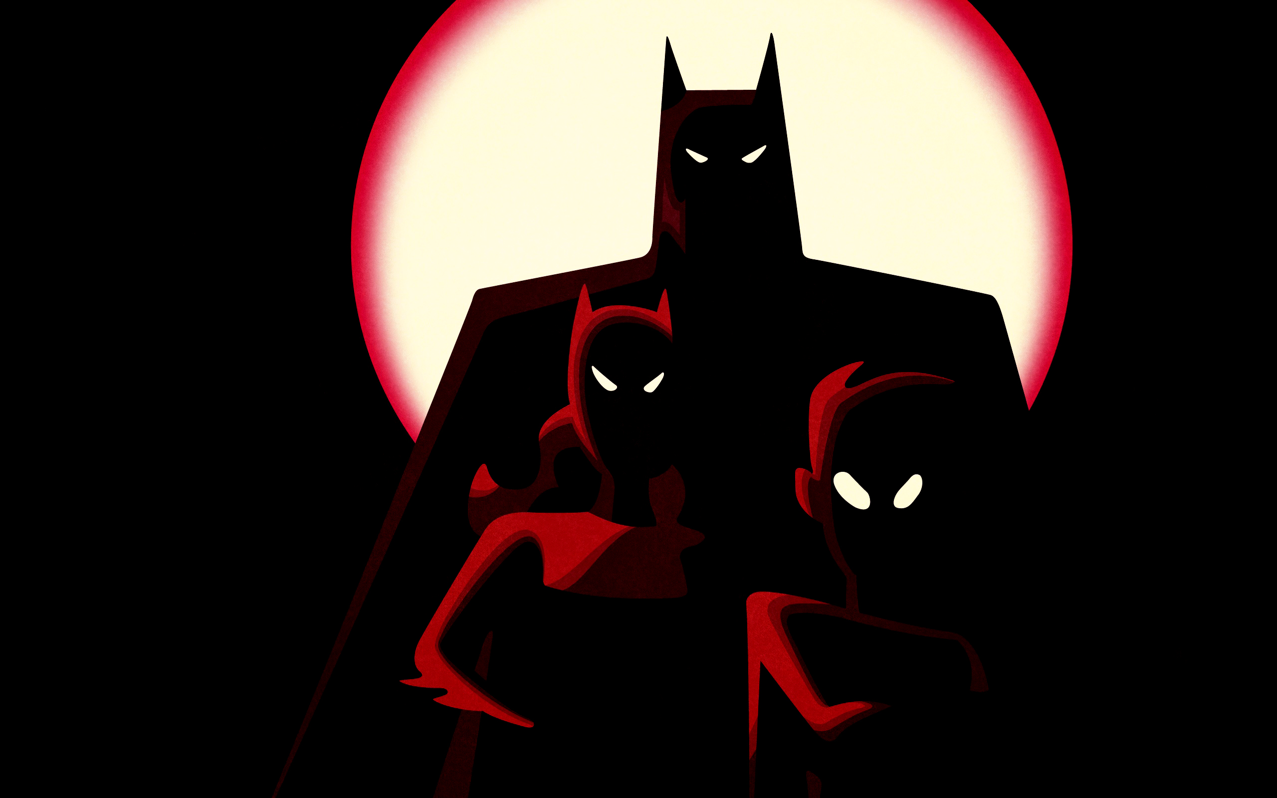 Batman Robin Superhero DC Comics Shadow Minimalism Batman The Animated Series 2560x1600