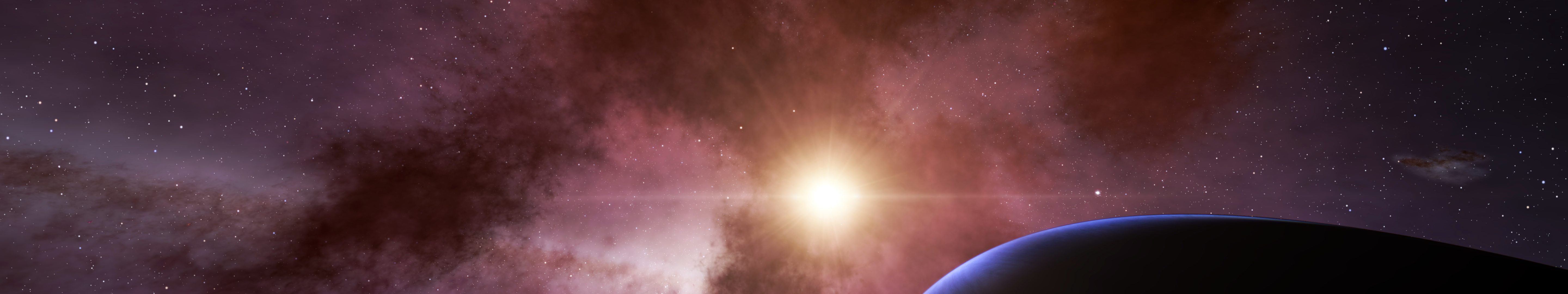 Space Engine Planet Nebula Space Art Digital Art CGi 3D Render 5760x1080