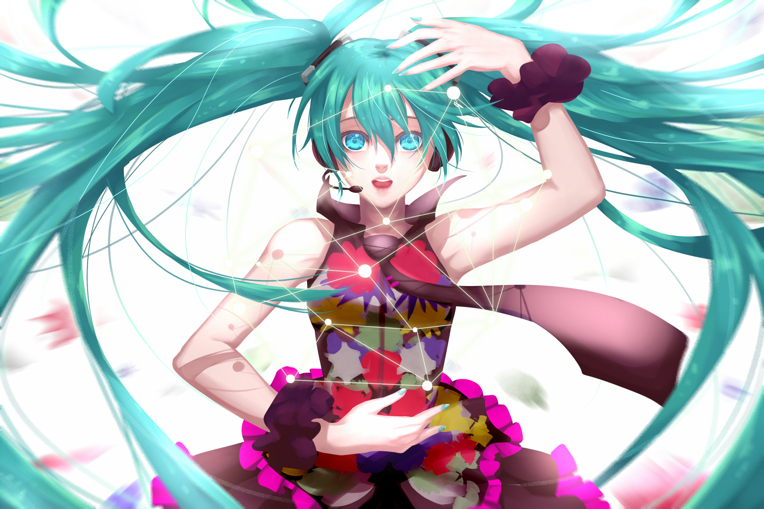 Hatsune Miku Hatsune Miku Append Turquise Hair Arms Up Anime Girls Tie Long Hair Anime 1500x1000