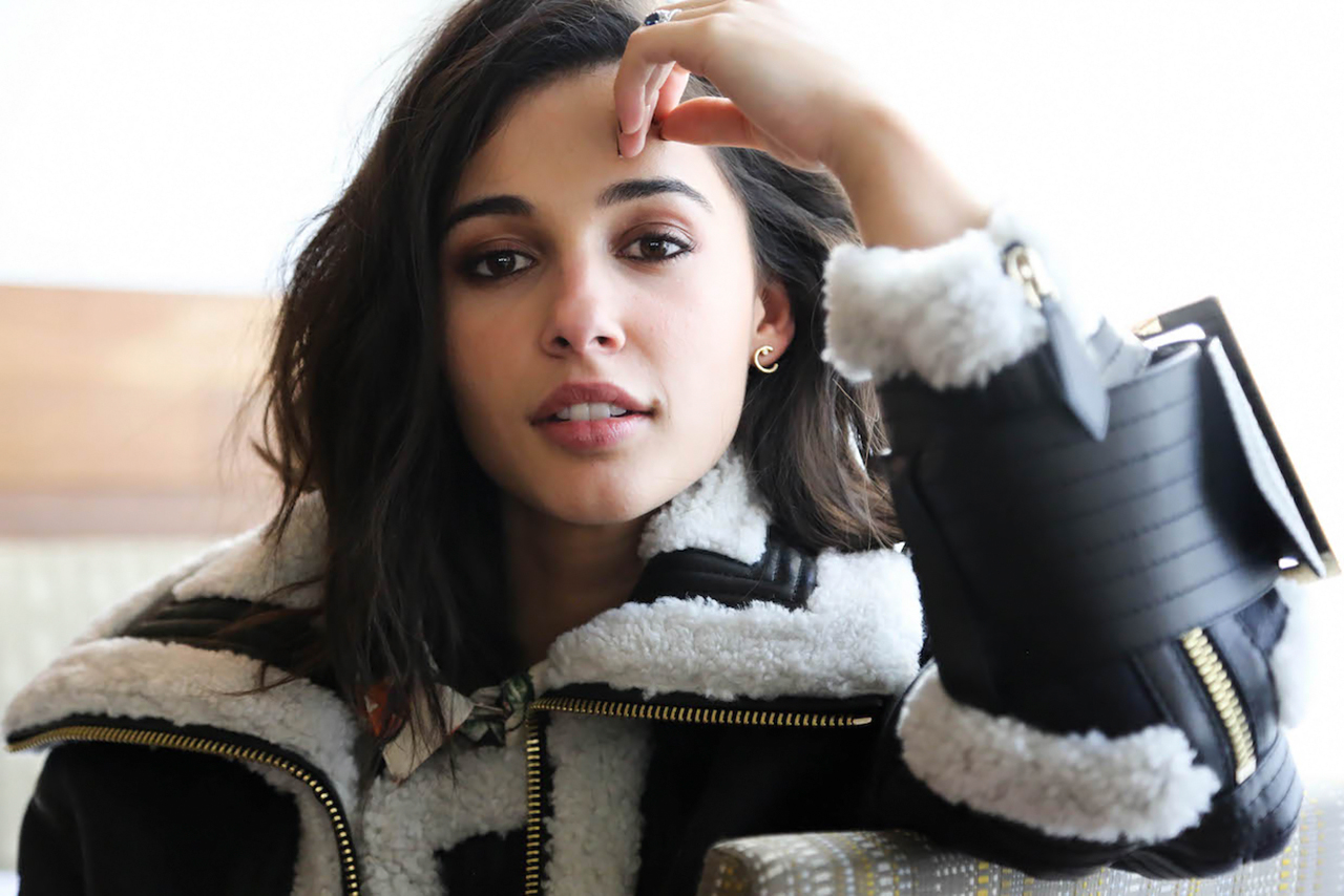 Naomi Scott Actress Brunette Shoulder Length Hair Women Bomber Jacket Jacket Brown Eyes Short Hair O 1280x854