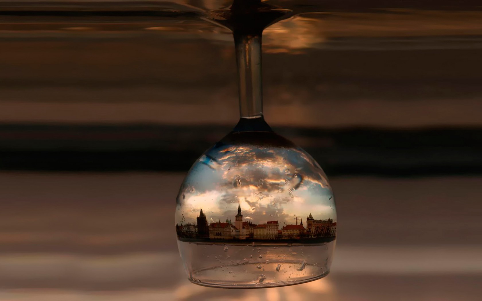 Digital Art Drinking Glass Reflection Conceptual 1680x1050