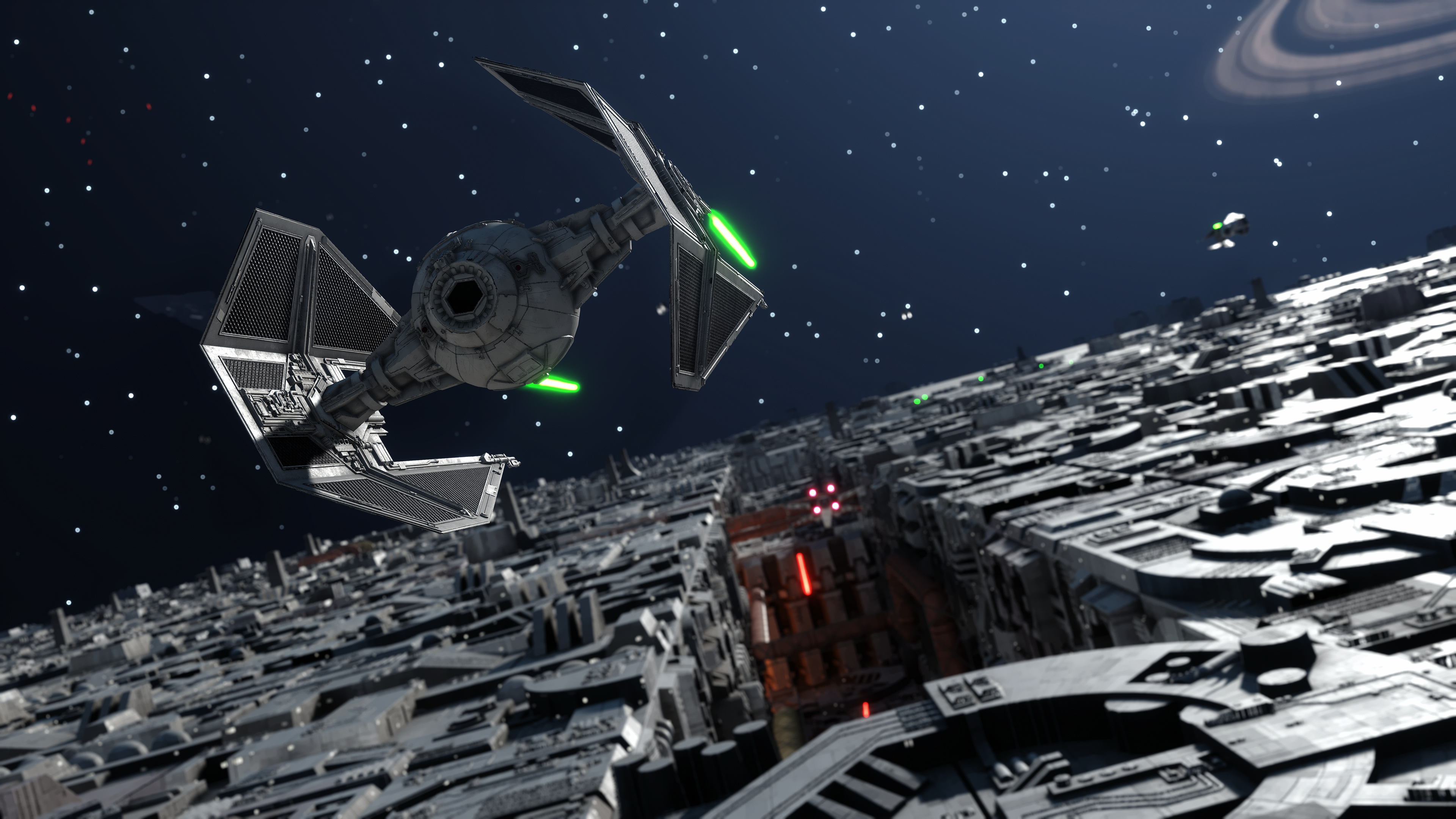 Star Wars Battlefront Star Wars TiE Interceptor Death Star Video Games 3840x2160