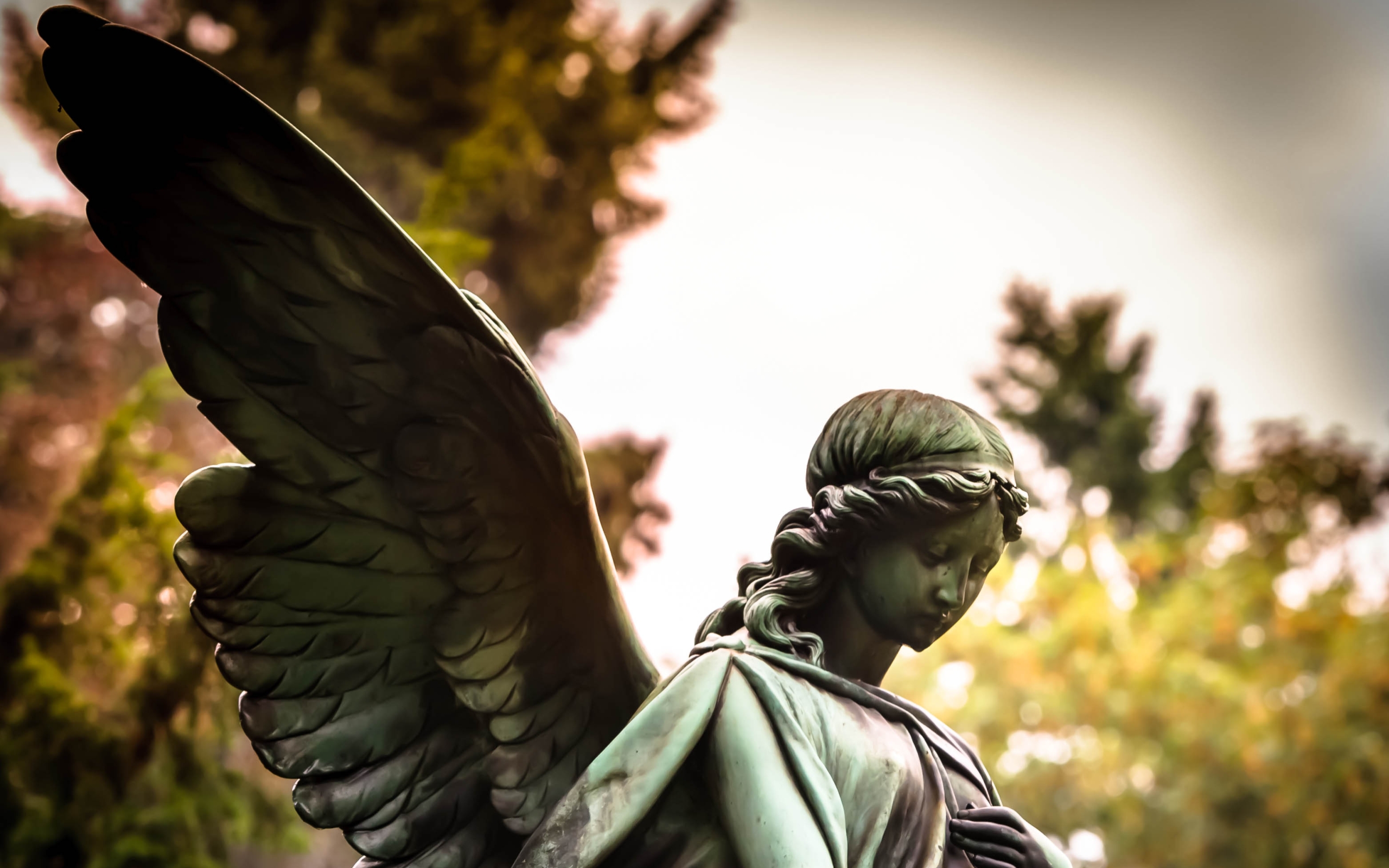 Man Made Angel Statue 2560x1600