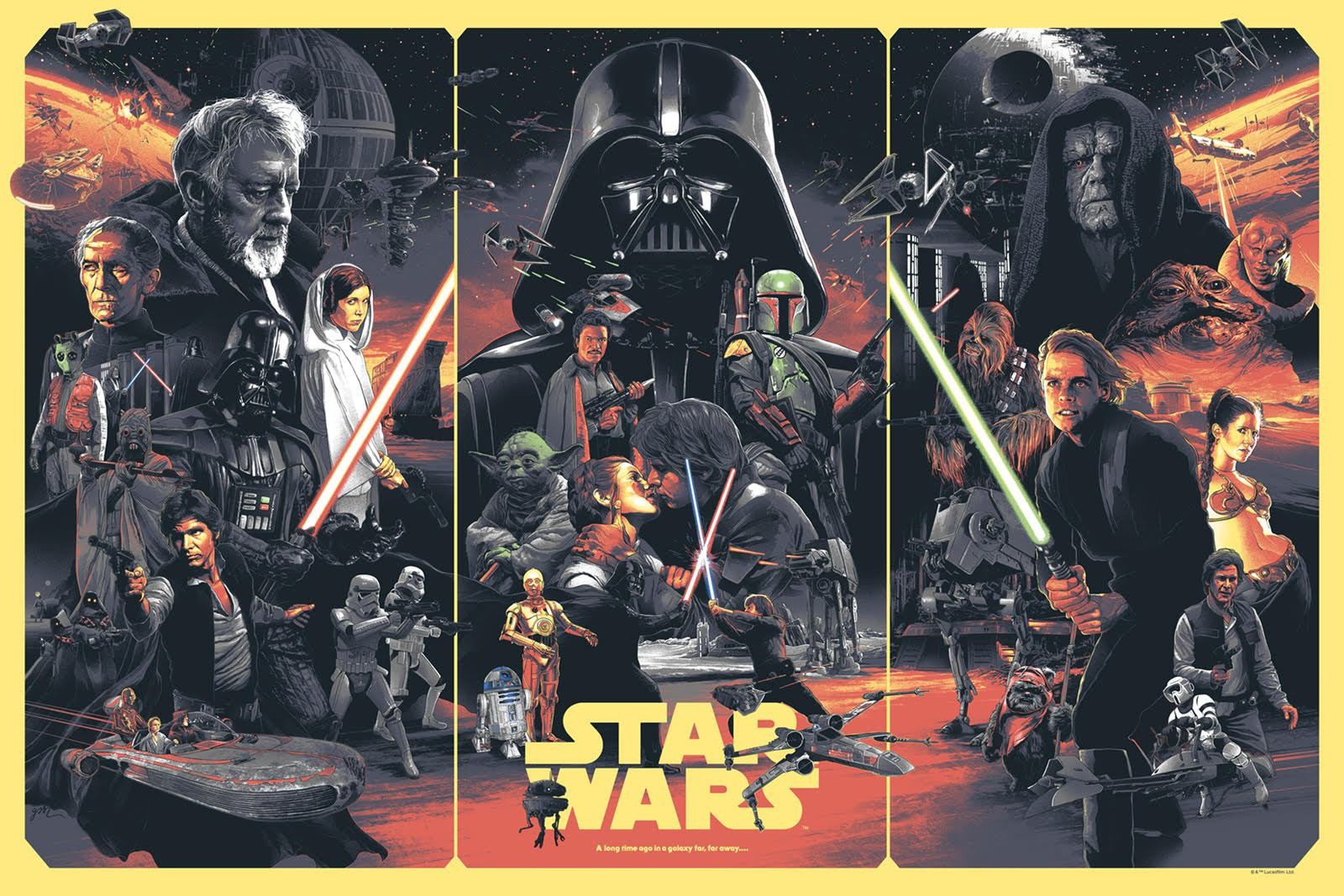 Movie Poster Star Wars Leia Organa Darth Vader Luke Skywalker Han Solo Stormtrooper Yoda Boba Fett E 1600x1067