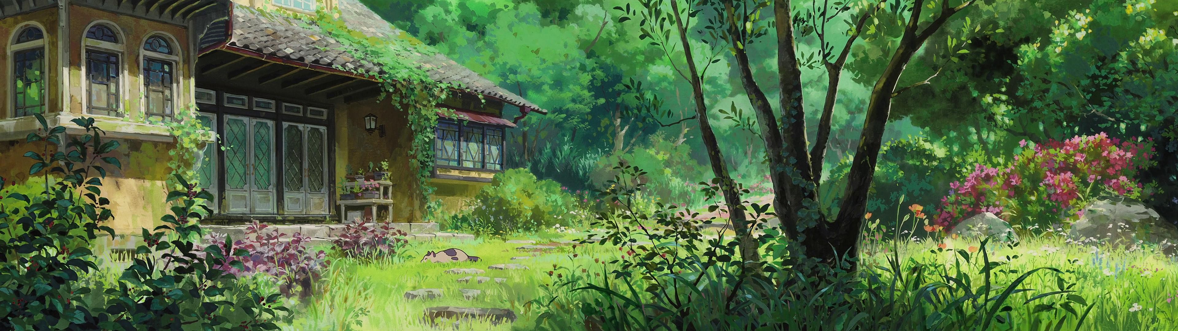 Studio Ghibli Karigurashi No Arrietty Multiple Display Cottage Garden Artwork 3840x1080