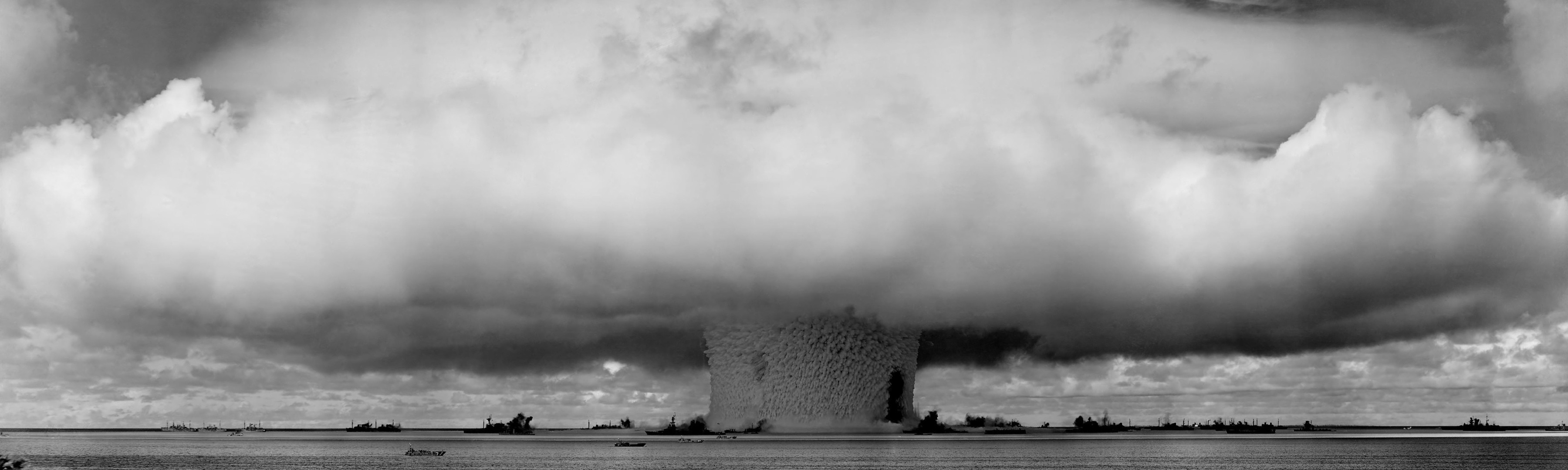 Atomic Bomb Monochrome History Explosion Nuclear 3600x1080