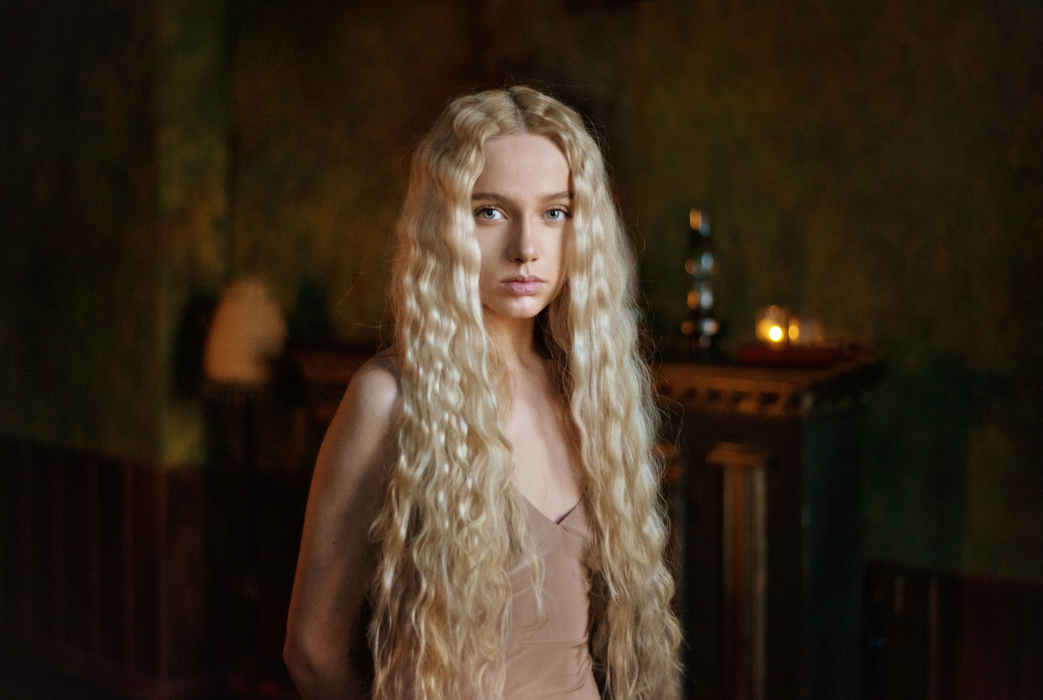 Women Maria Popova Maxim Maximov Blonde Portrait Long Hair 2048x1375
