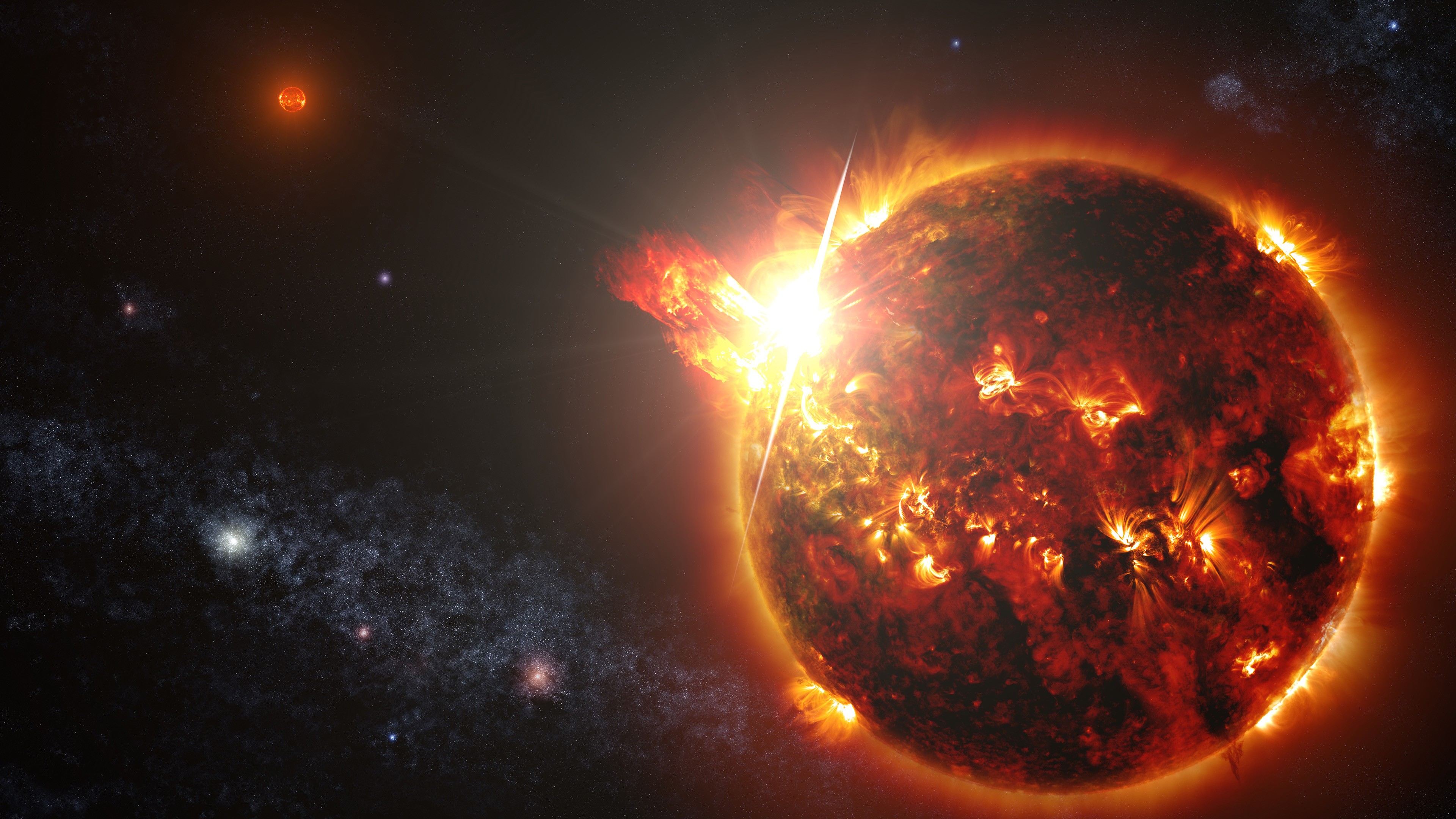 Space Sun Glowing Flares 3840x2160