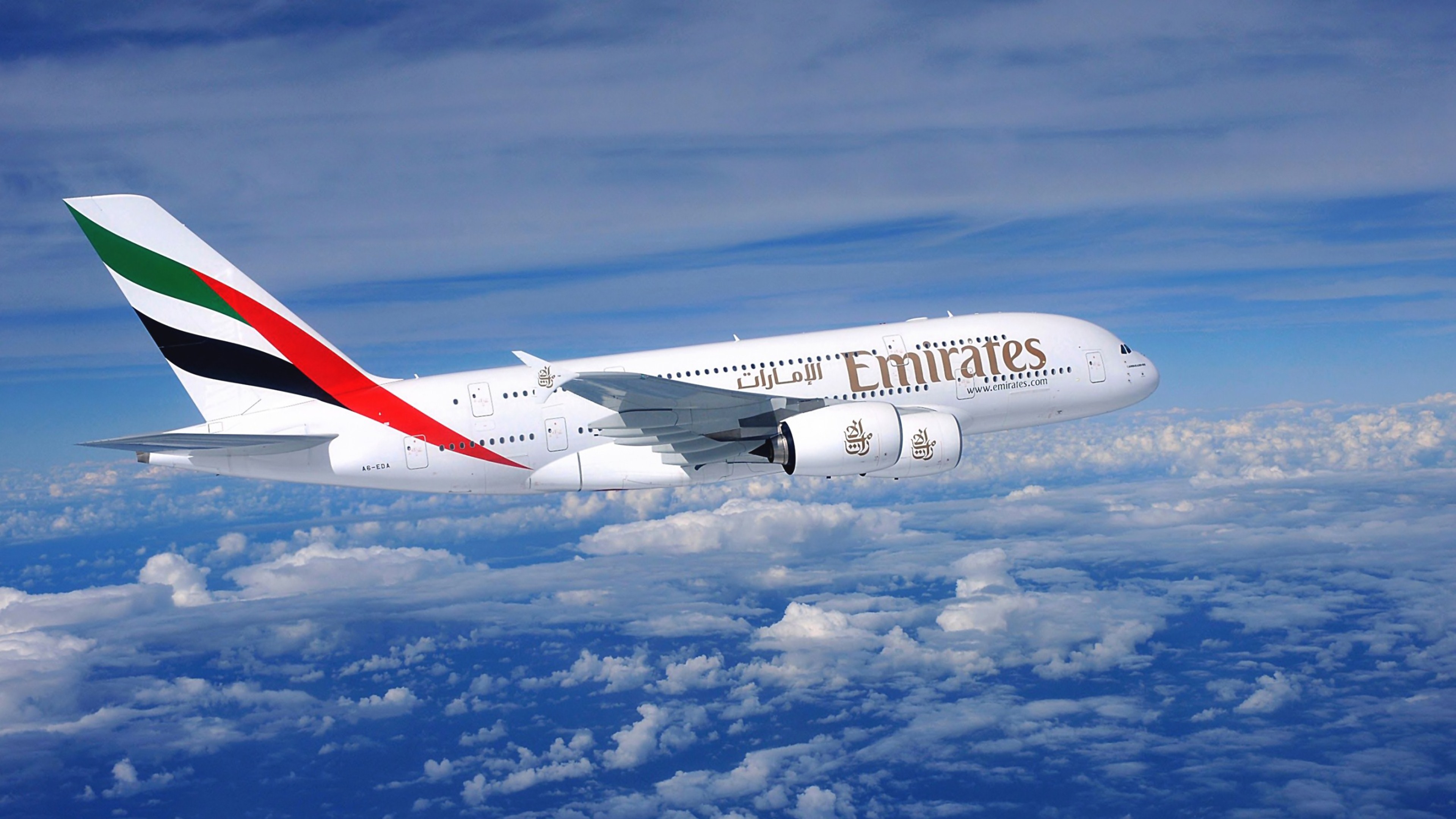 Airplane Aircraft Airbus A380 Emirates Cloud 3840x2160
